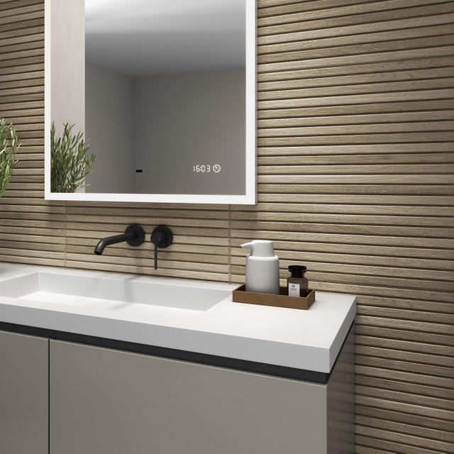 Carrelage mur intérieur effet bois naturel foncé Octobre l.31 x L.61 cm x Ep.8.5