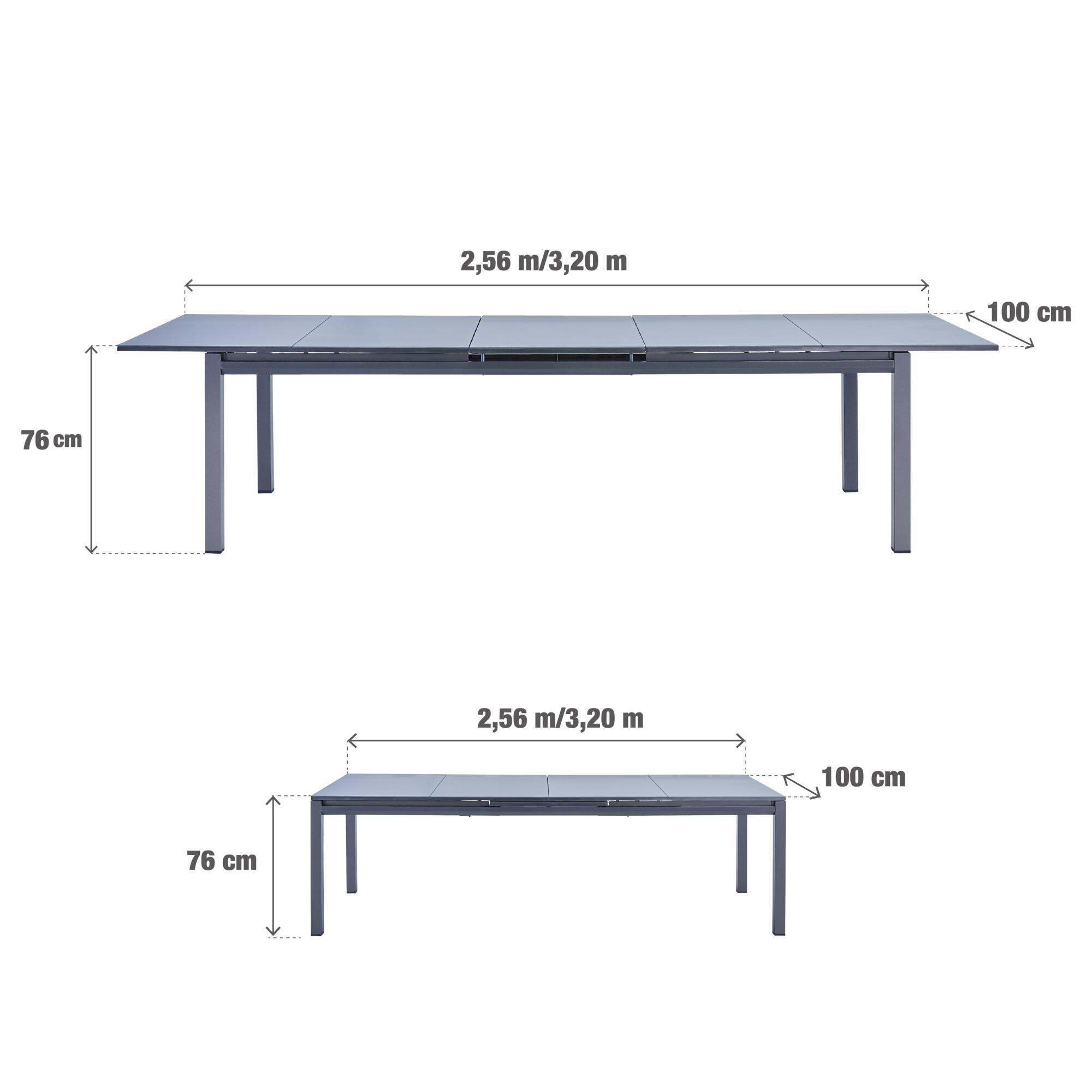 Tavolo da giardino allungabile Odyssea II NATERIAL in alluminio antracite con piano in vetro  per 12 persone 256/320x100cm - 14