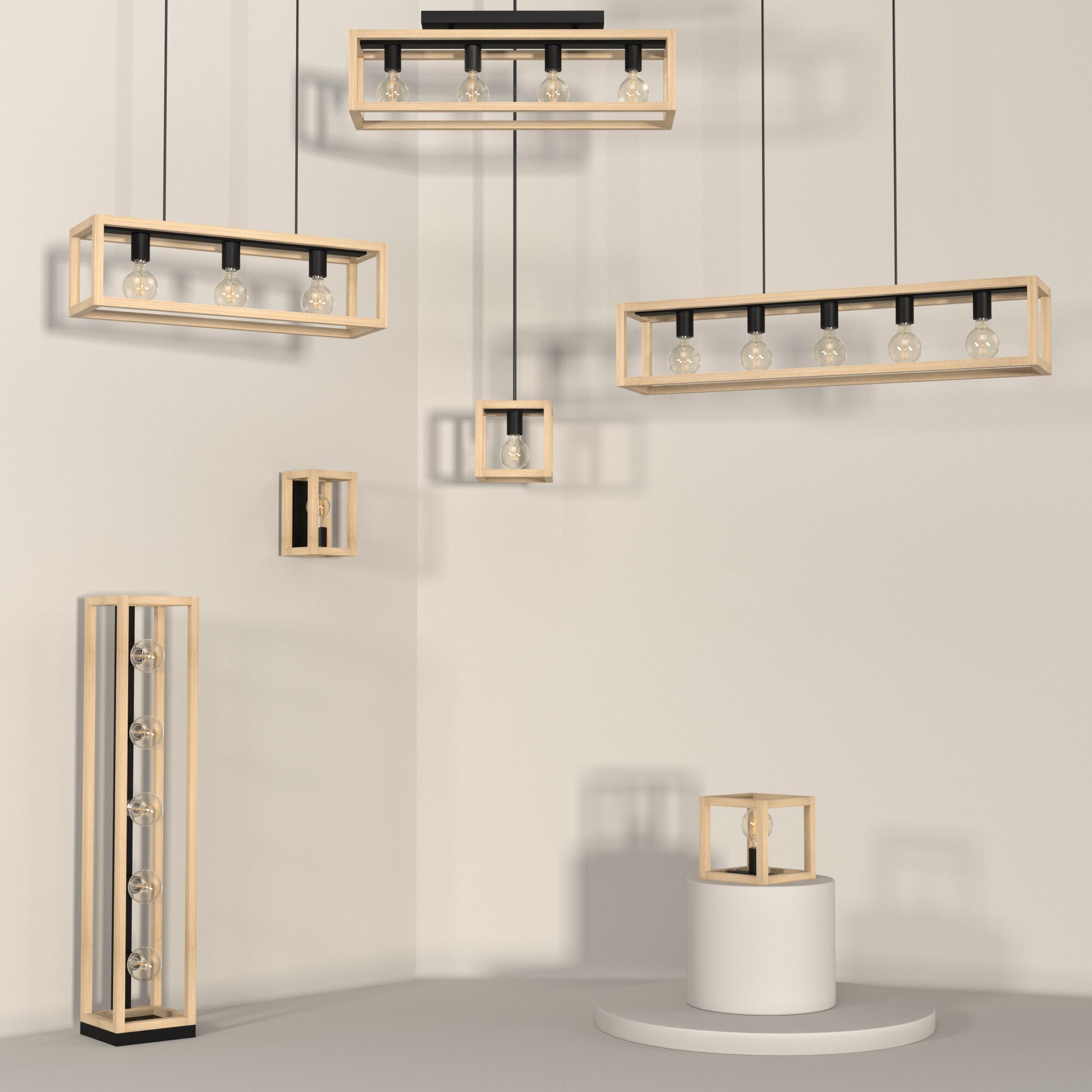 Candeeiro de teto suspenso INSPIRE ELGORT E27 3 LUZES METAL/MADEIRA PRETO - 21