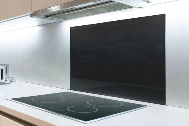 Fond de hotte verre trempé L.90 x H.70 cm Noir brillant