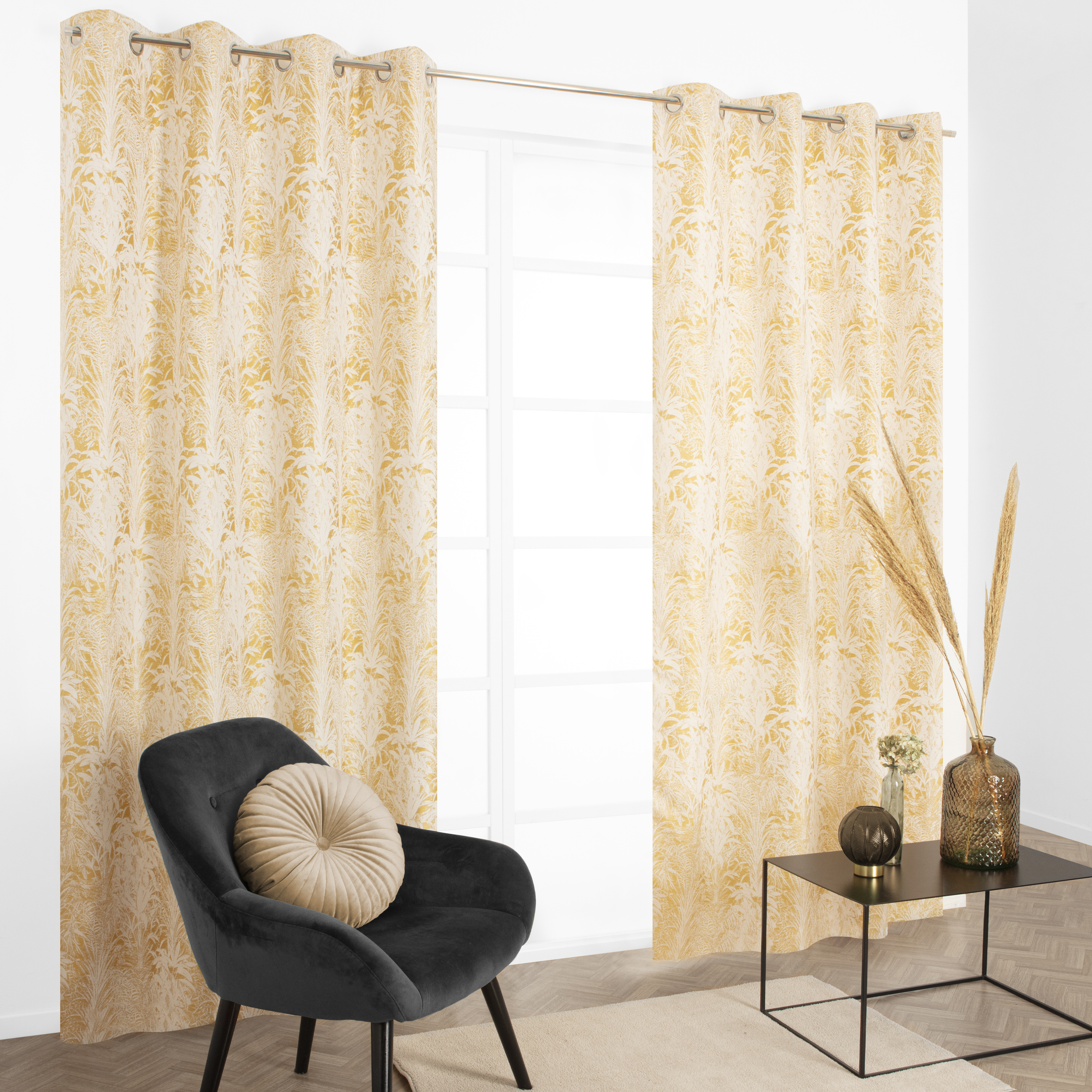 Cortinado ilhós Tiffen 135x260cm amarelo - 4