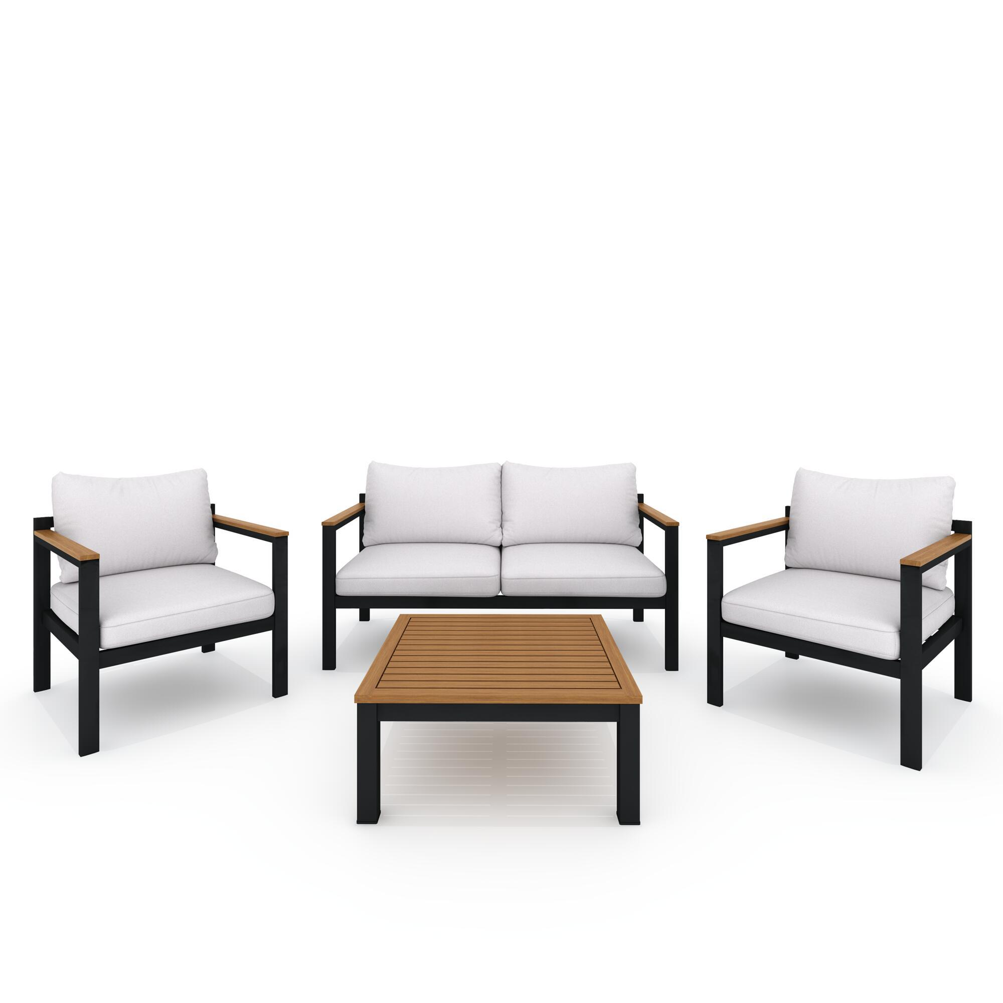 Set de porche NATERIAL Oris II de aluminio gris/beige para 4 personas - 4