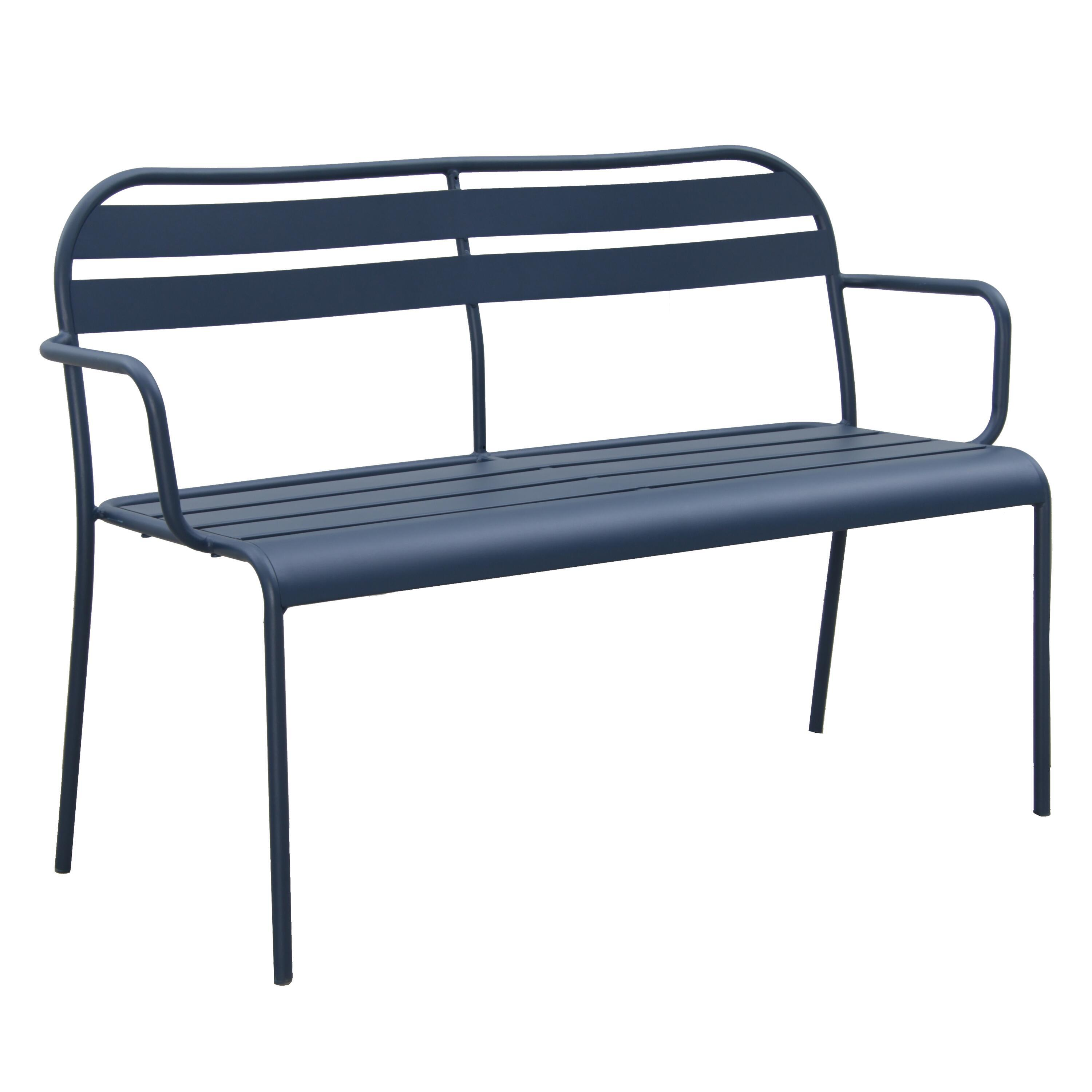 Banco de exterior de metal naterial café gris