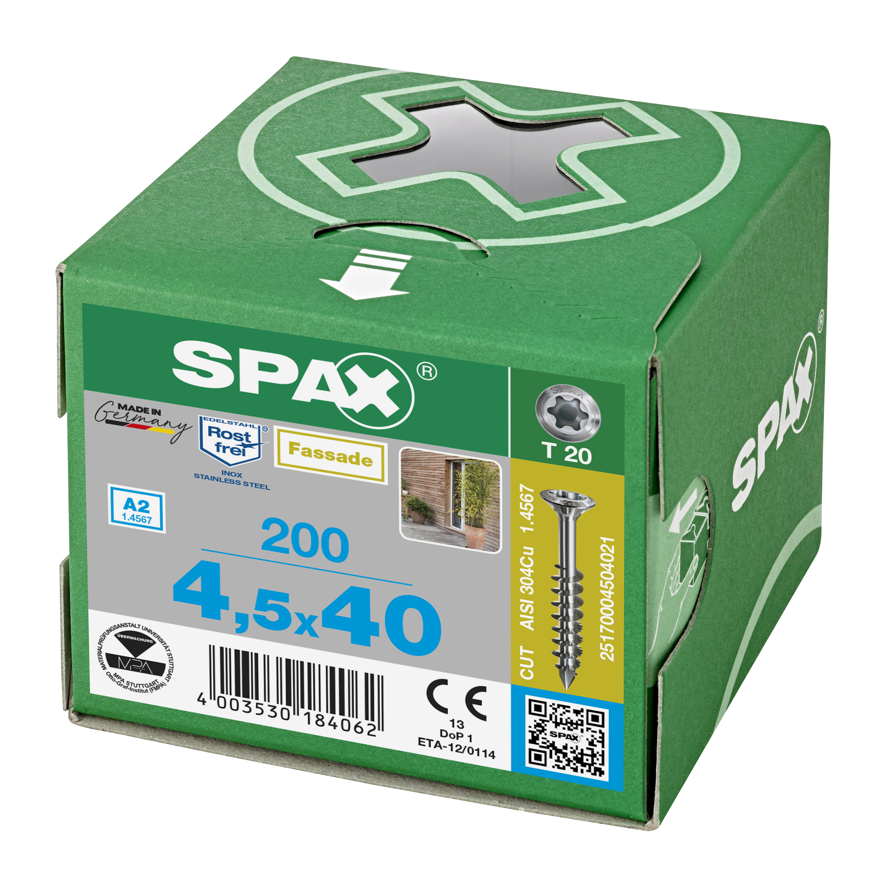 200 vis acier inoxydable tête fraisée t-star+ SPAX, Ø4.5 x L.40 mm - 3