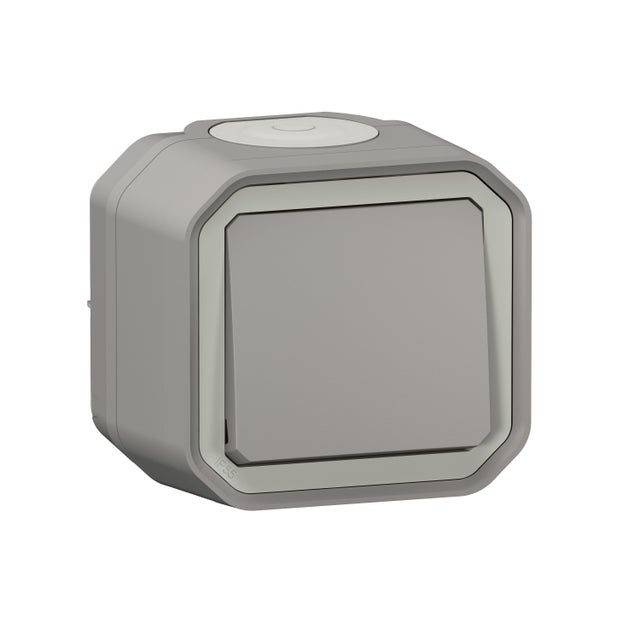 Poussoir étanche prêt à poser, LEGRAND Plexo, gris