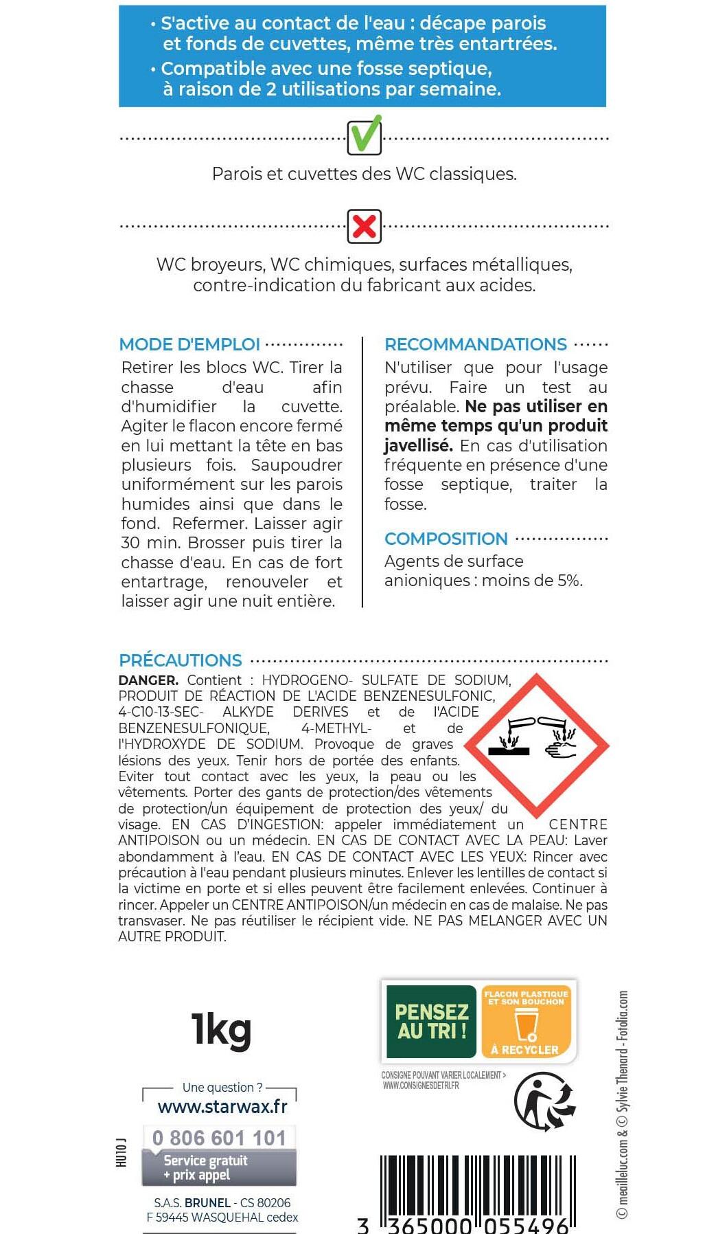 Détartrant STARWAX Poudre surpuissant sanitaire, 1L - 5