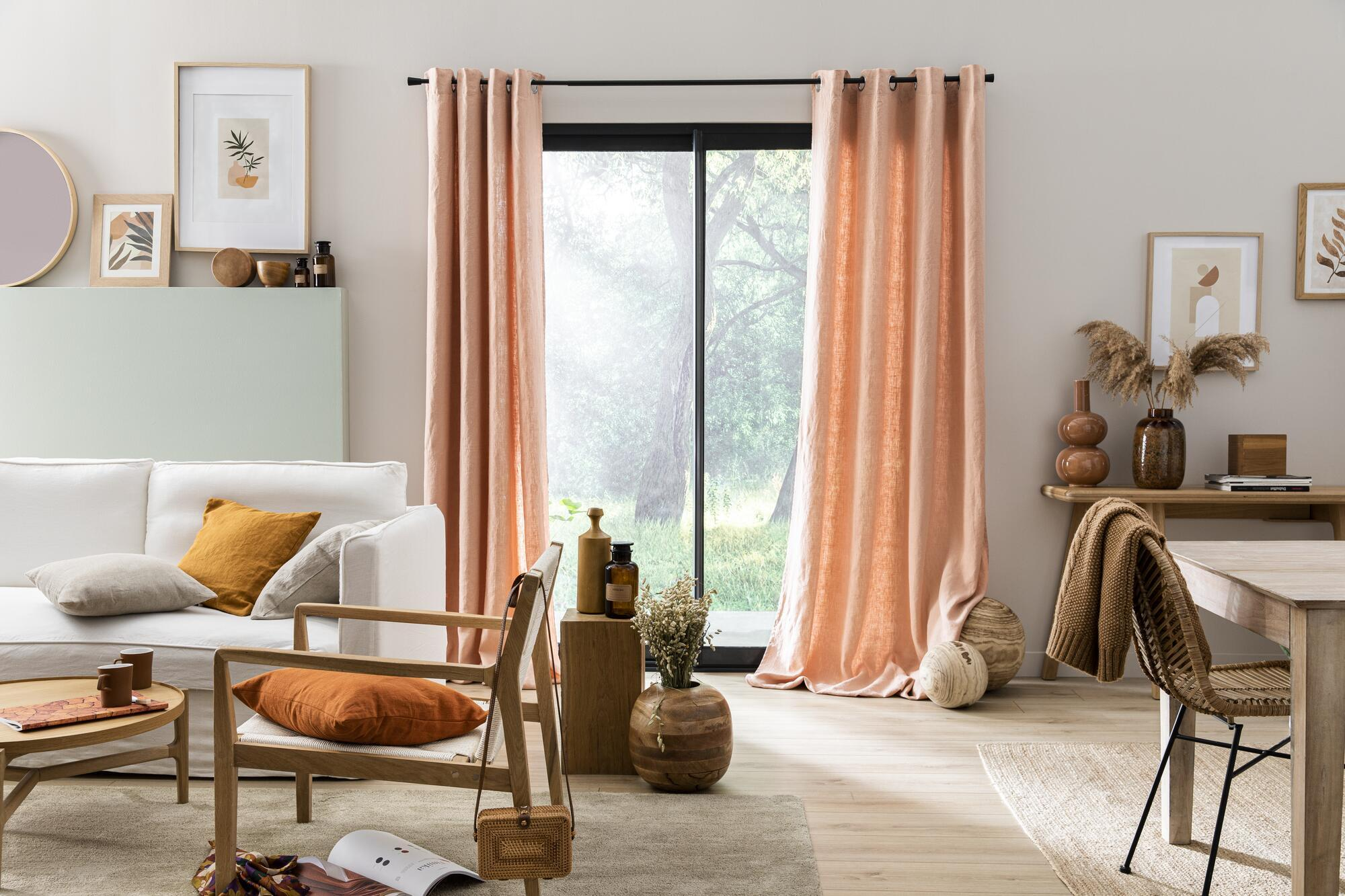 Rideau tamisant, Danae lin, rose H.280 x l.140 cm INSPIRE - 2