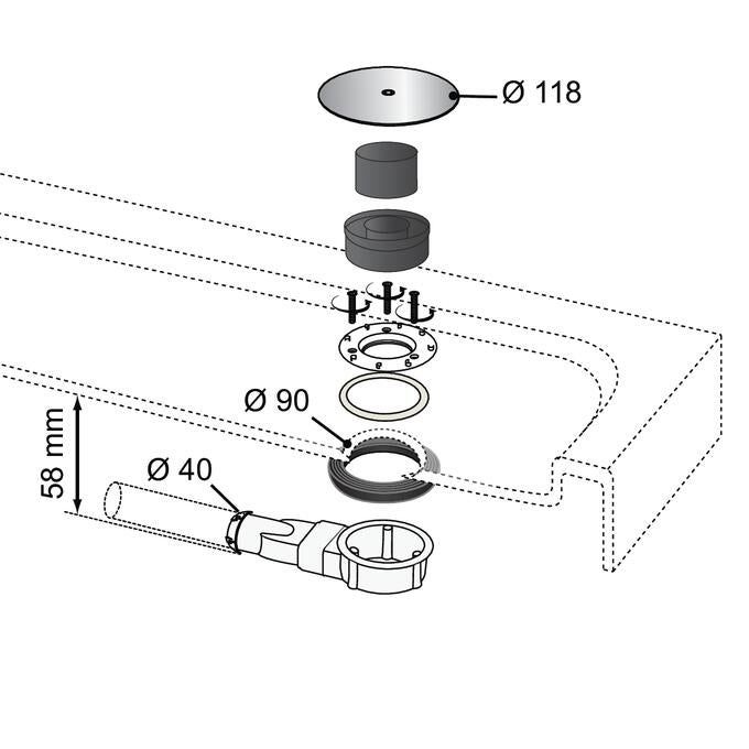 Bonde à bouchon pour bac de douche, gris, Diam..90 mm, WIRQUIN - 4