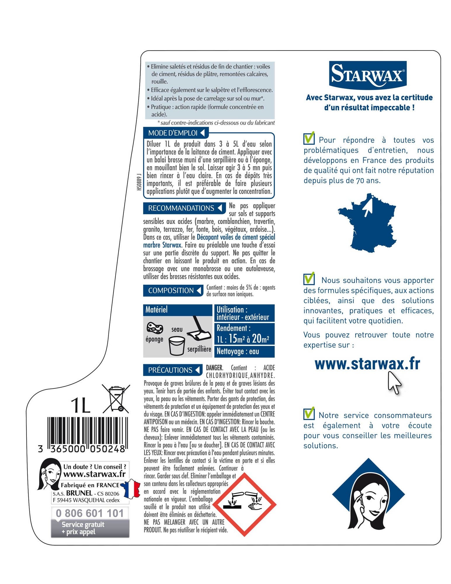 Nettoyant carrelage STARWAX Décapant laitance de ciment, 1L - 2