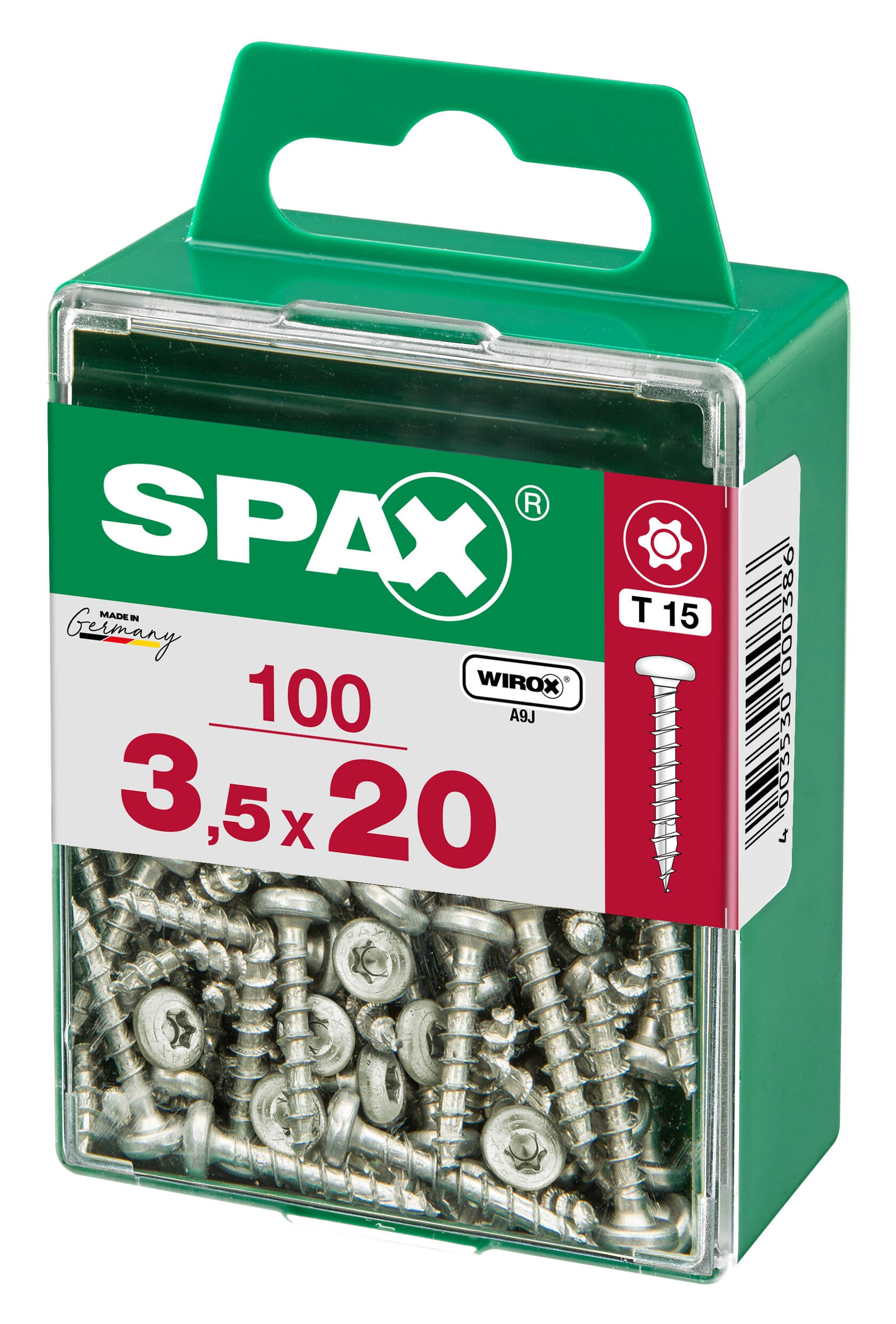 100 vis acier tête ronde t-star+ SPAX, Ø3.5 x L.20 mm - 3