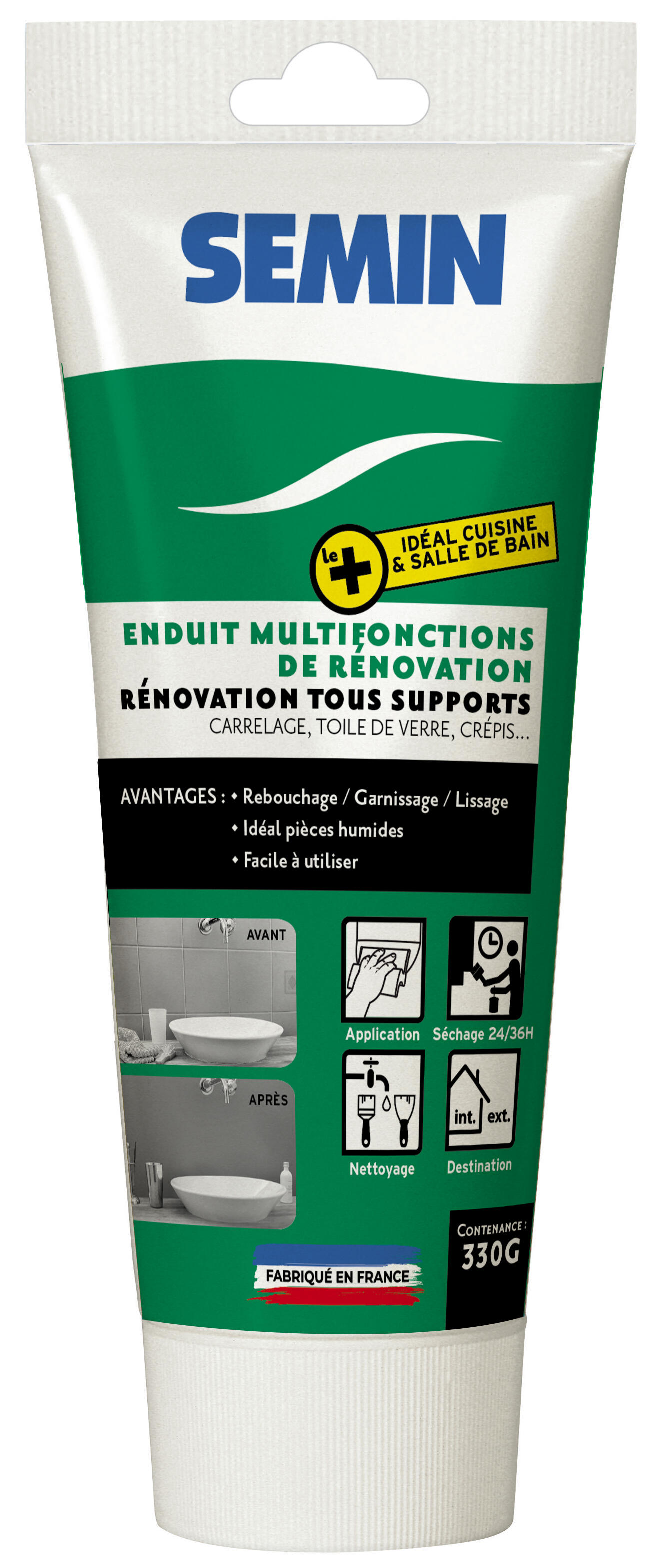 Enduit multifonction en pâte Pièce humide SEMIN blanc cassé 330 g — free download