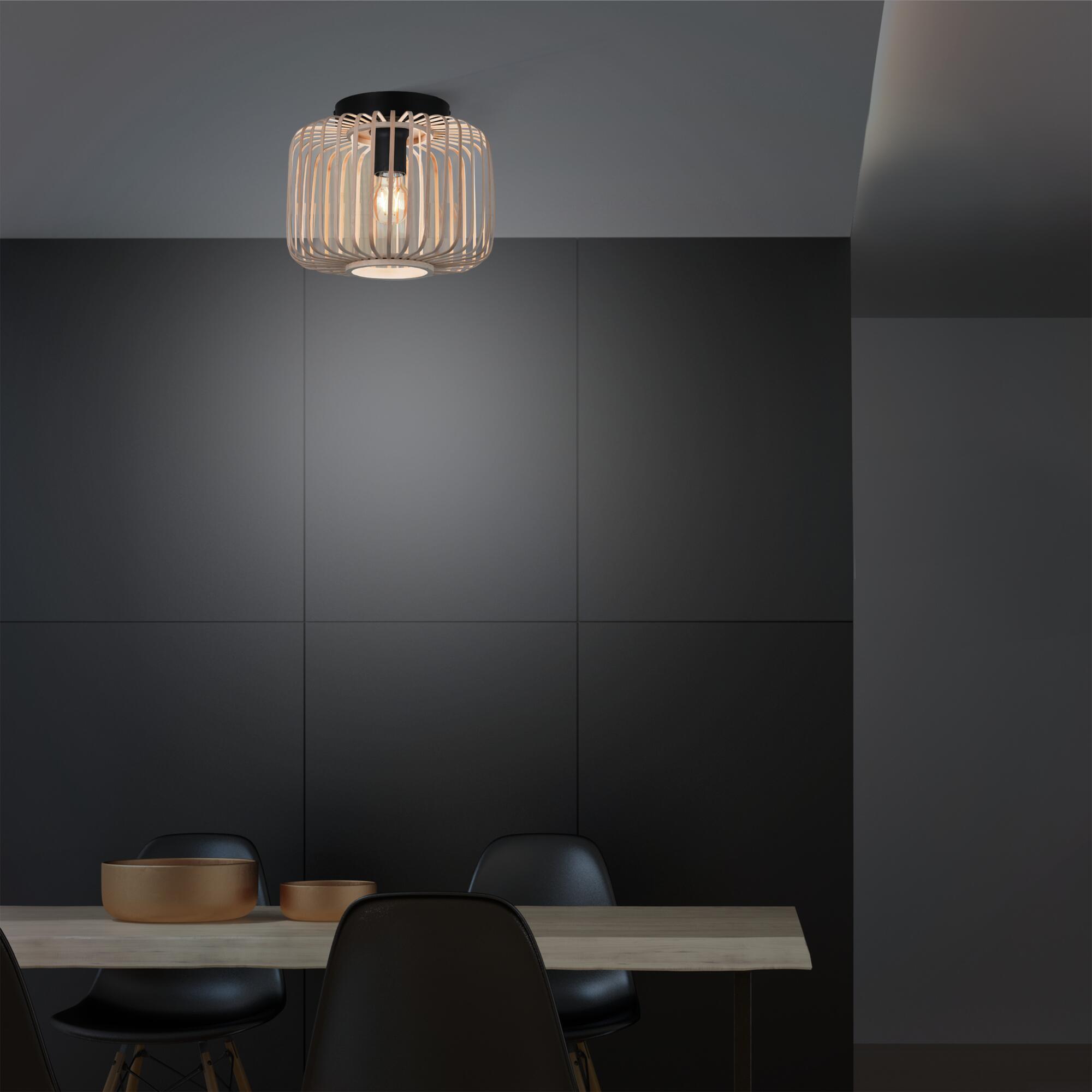 Plafón cilíndrico 1 luz E27 beige y negro ø28 cm - 4