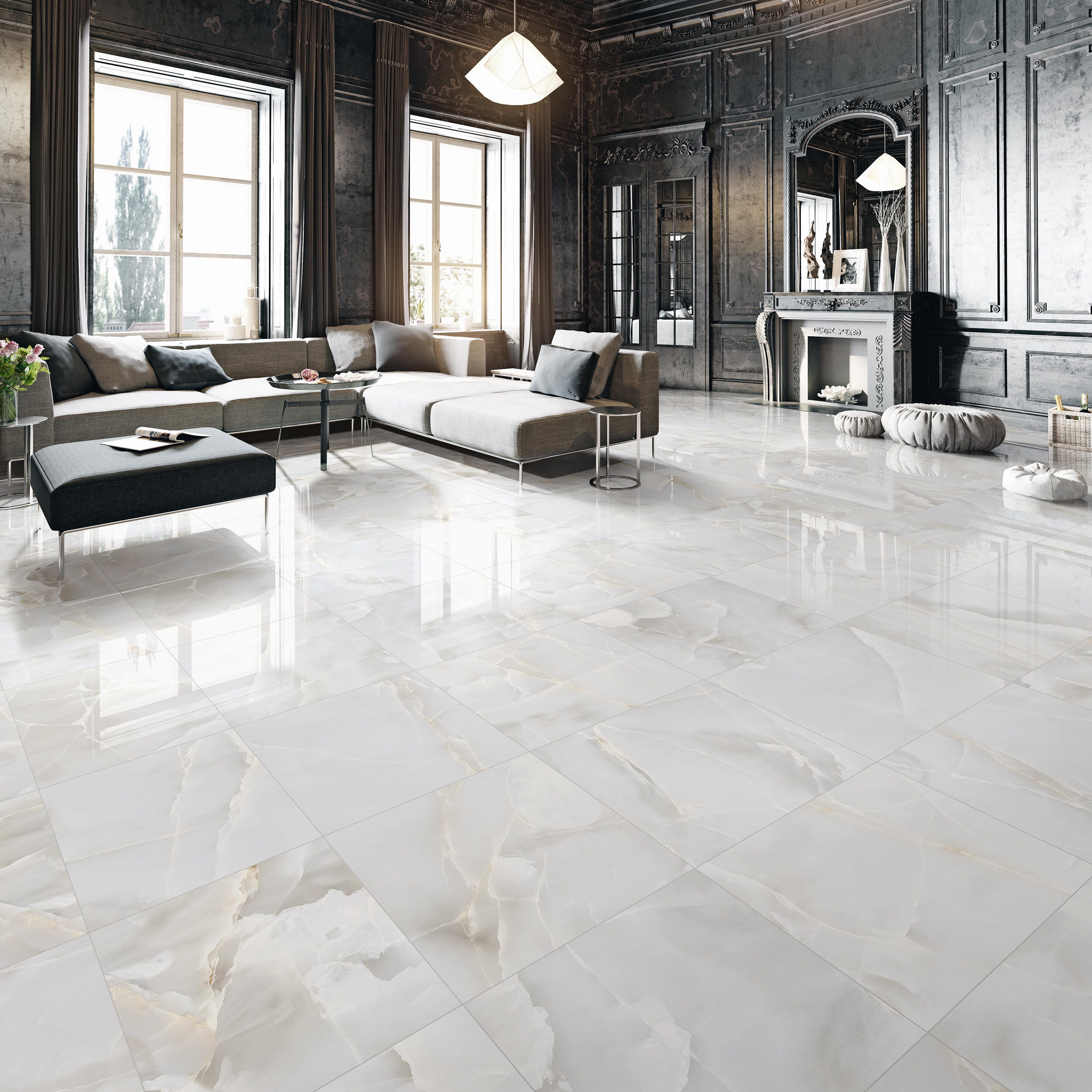Carrelage sol/mur intérieur effet marbre blanc Akoya l.60 x L.60 cm x ...
