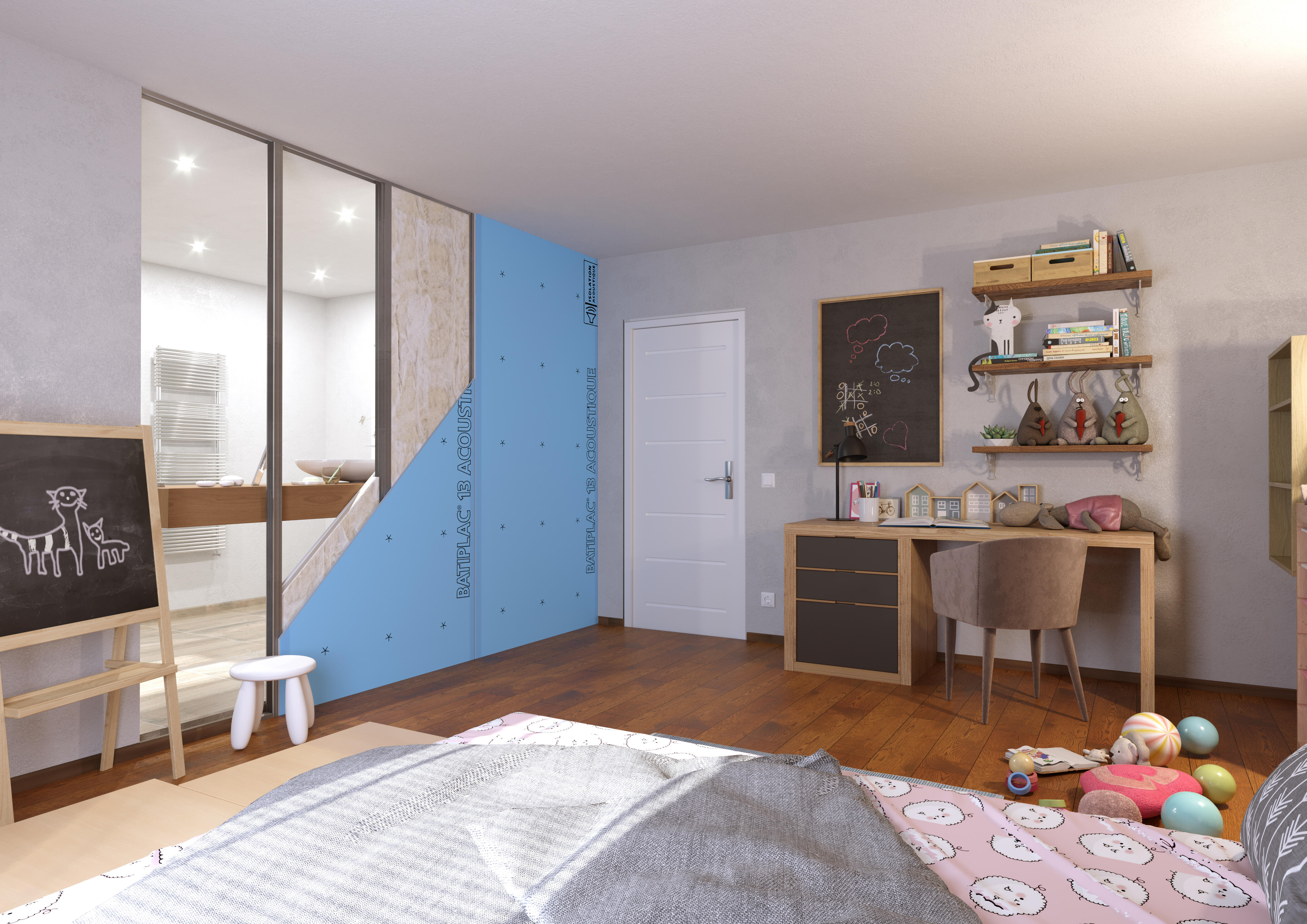 Plaque de plâtre BA13 Acoustic NF 250 x 120 cm BATIPLAC - 3