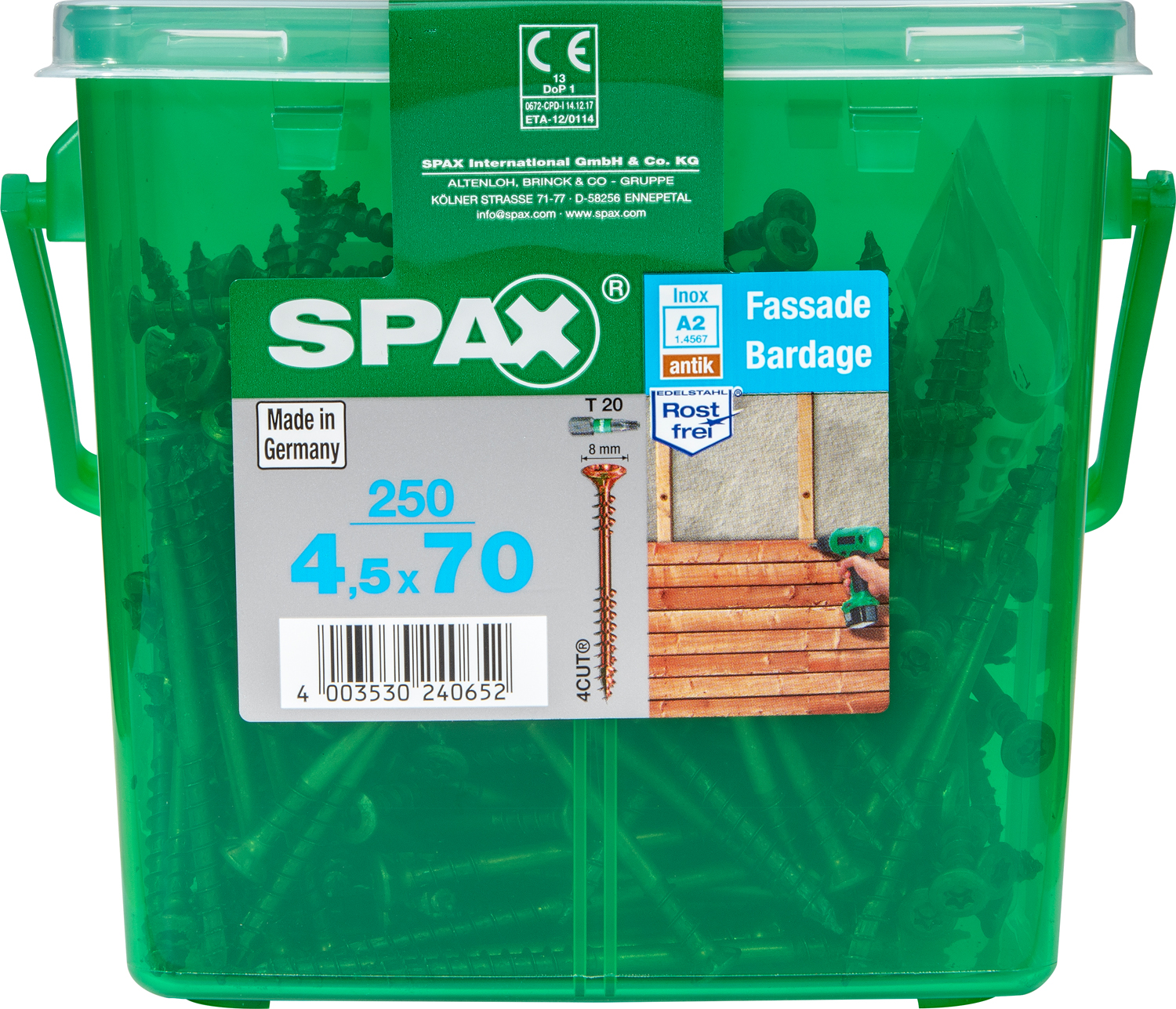 250 vis acier inoxydable tête plate t-star+ SPAX, Ø4.5 x L.70 mm ...