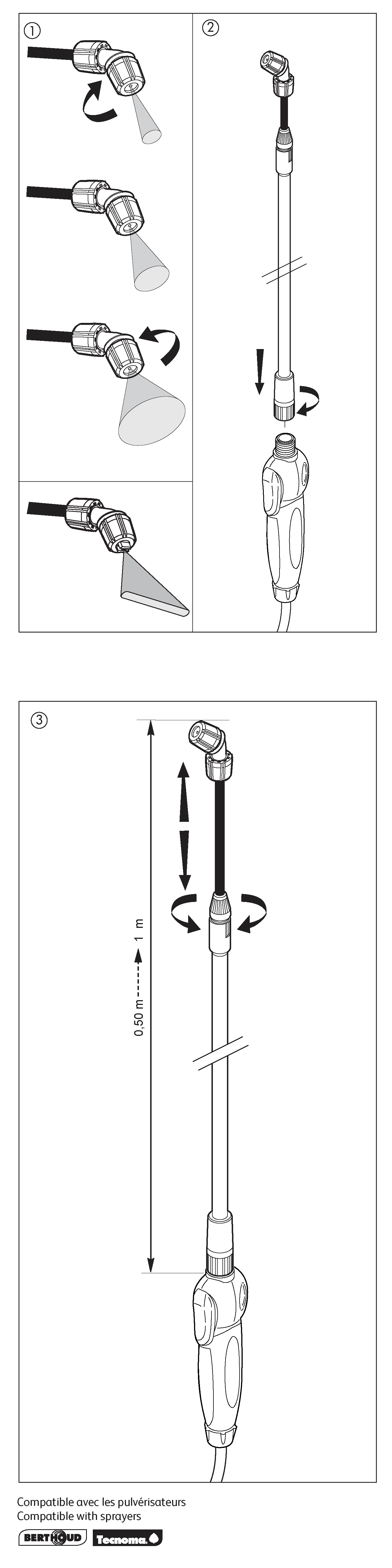 Lance télescopique fibre de verre 1m pulvérisateurs Hozelock - 3