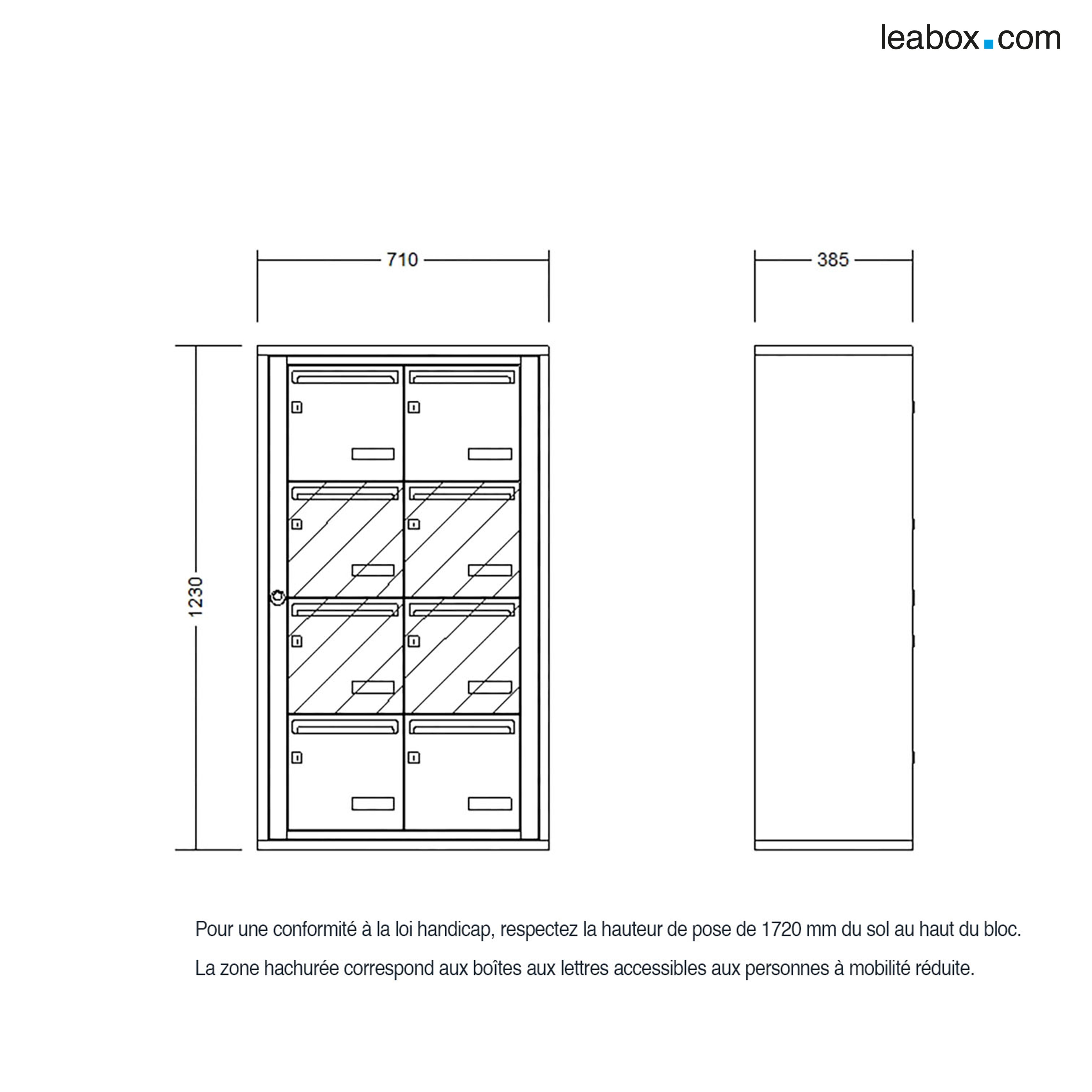 Boîte aux lettres collective intérieur LEABOX.COM 2x4 acier anthracite brillant - 7