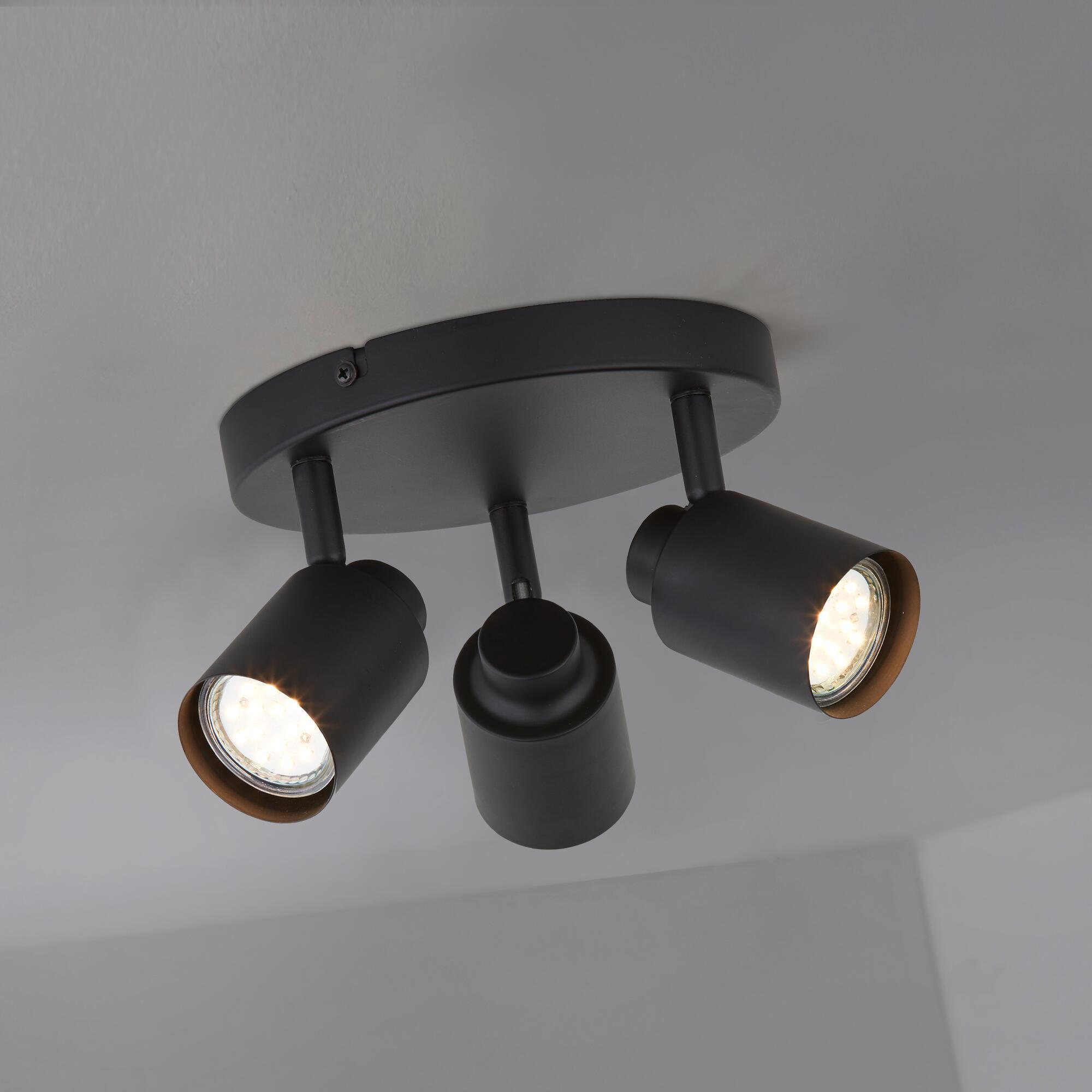 Plafonnier 3 spots, métal noir gu10, INSPIRE Tekla - 4
