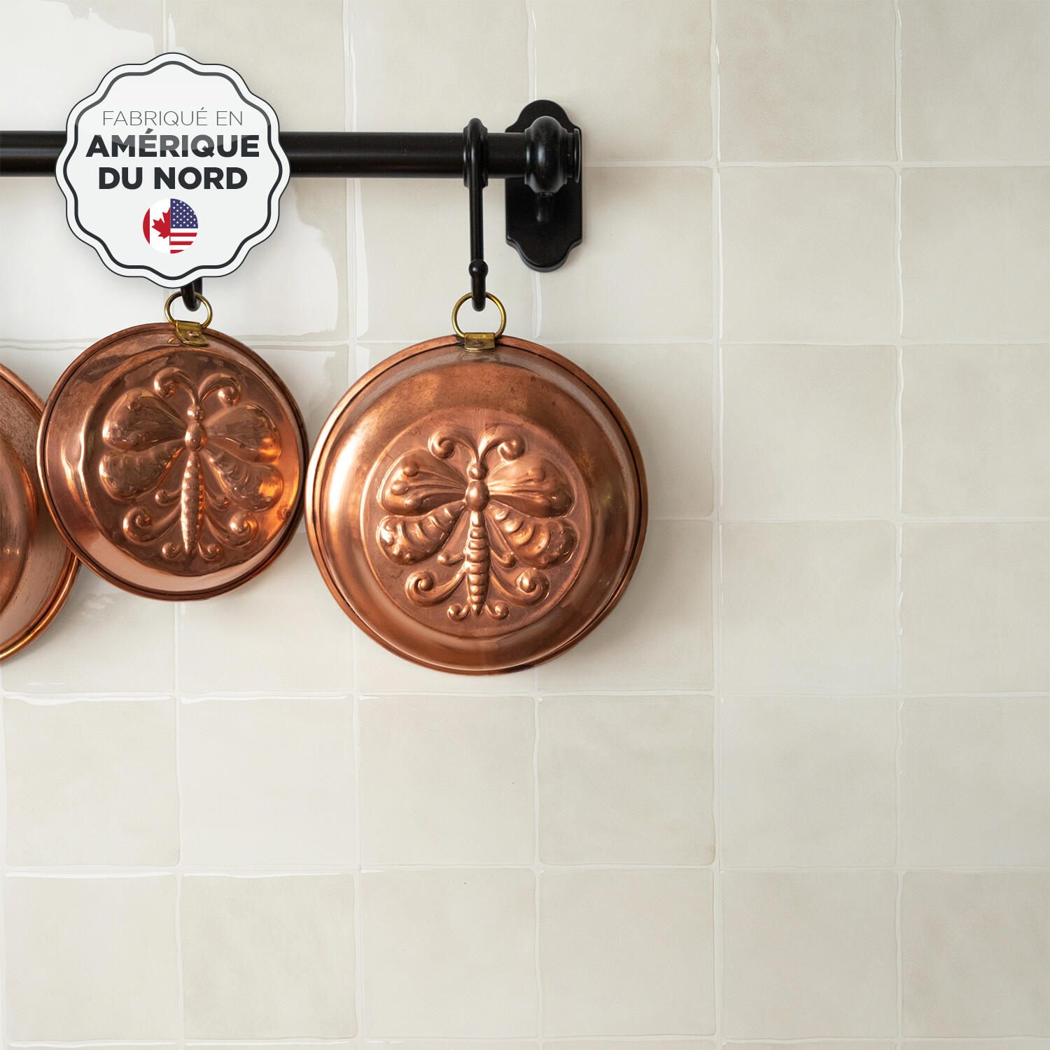 Lot de 4 adhésifs décoratifs, Zellige Oia, écru, 22.86 cm x 22.86 cm - 4