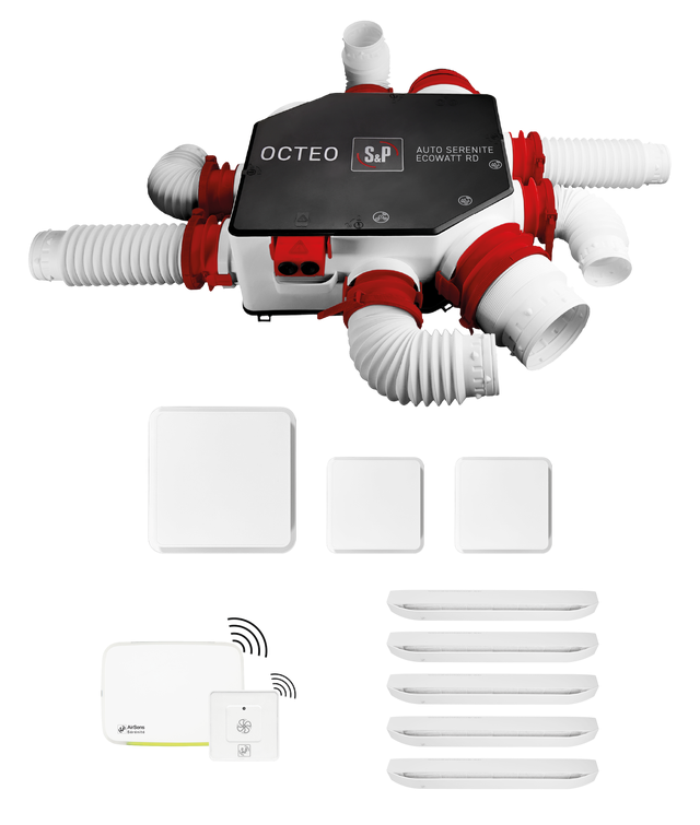 Kit VMC simple flux autoréglable à contrôle de la qualité d’air S&P Octeo auto s