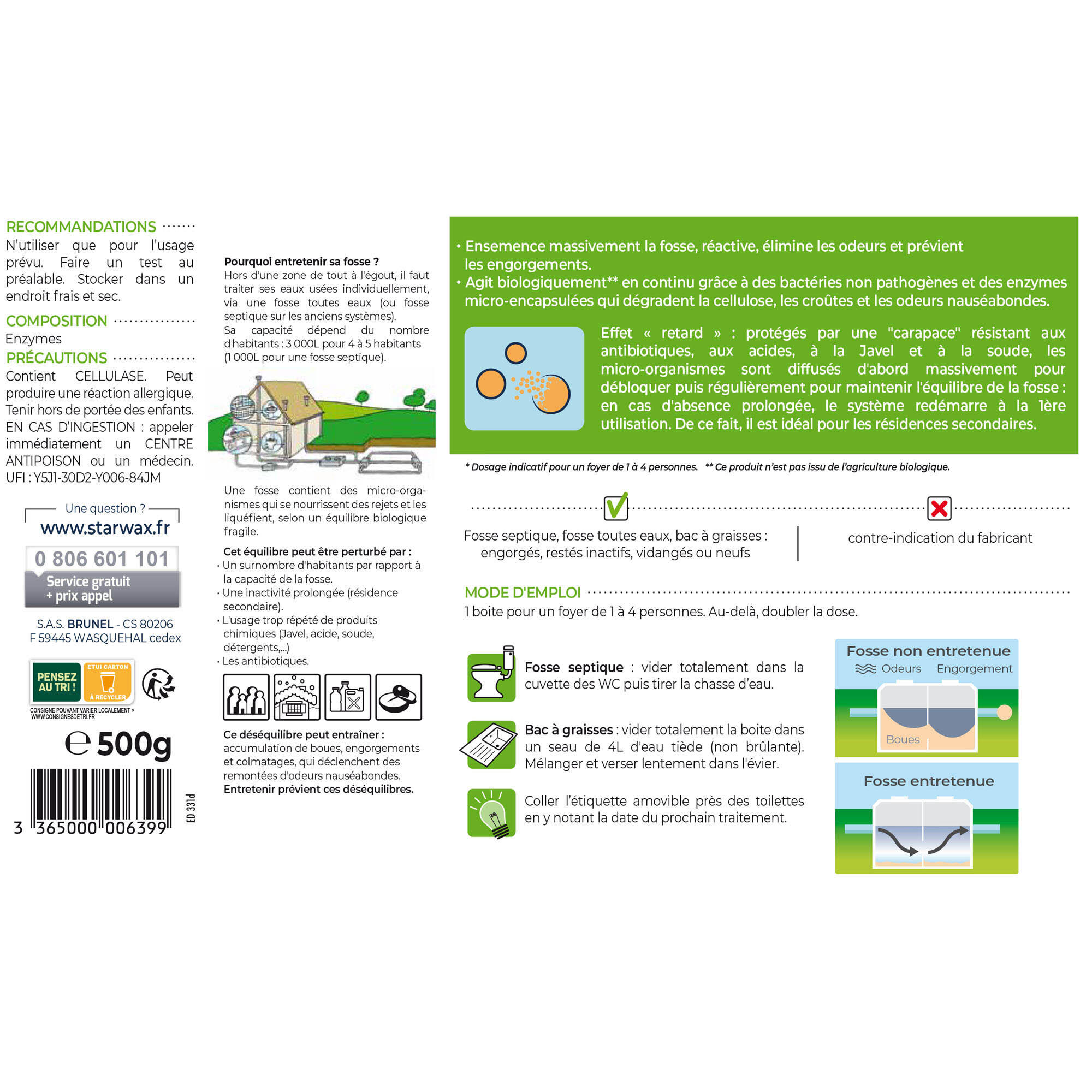 Ré activateur fosse septique longue durée STARWAX, 0,5KG - 2