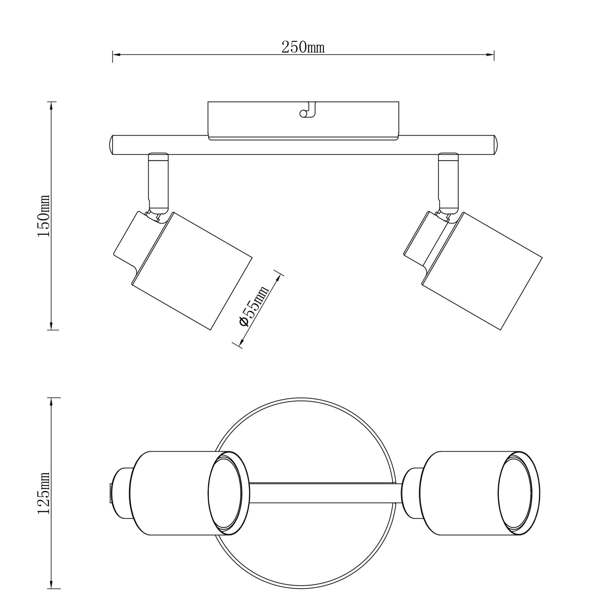 Rampe 2 spots, métal chrome gu10, INSPIRE Tekla - 7