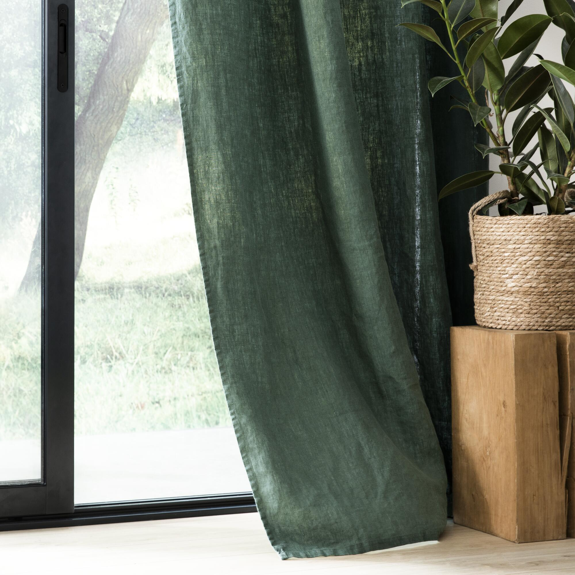 Rideau tamisant, Danae lin, vert H.280 x l.140 cm INSPIRE - 5