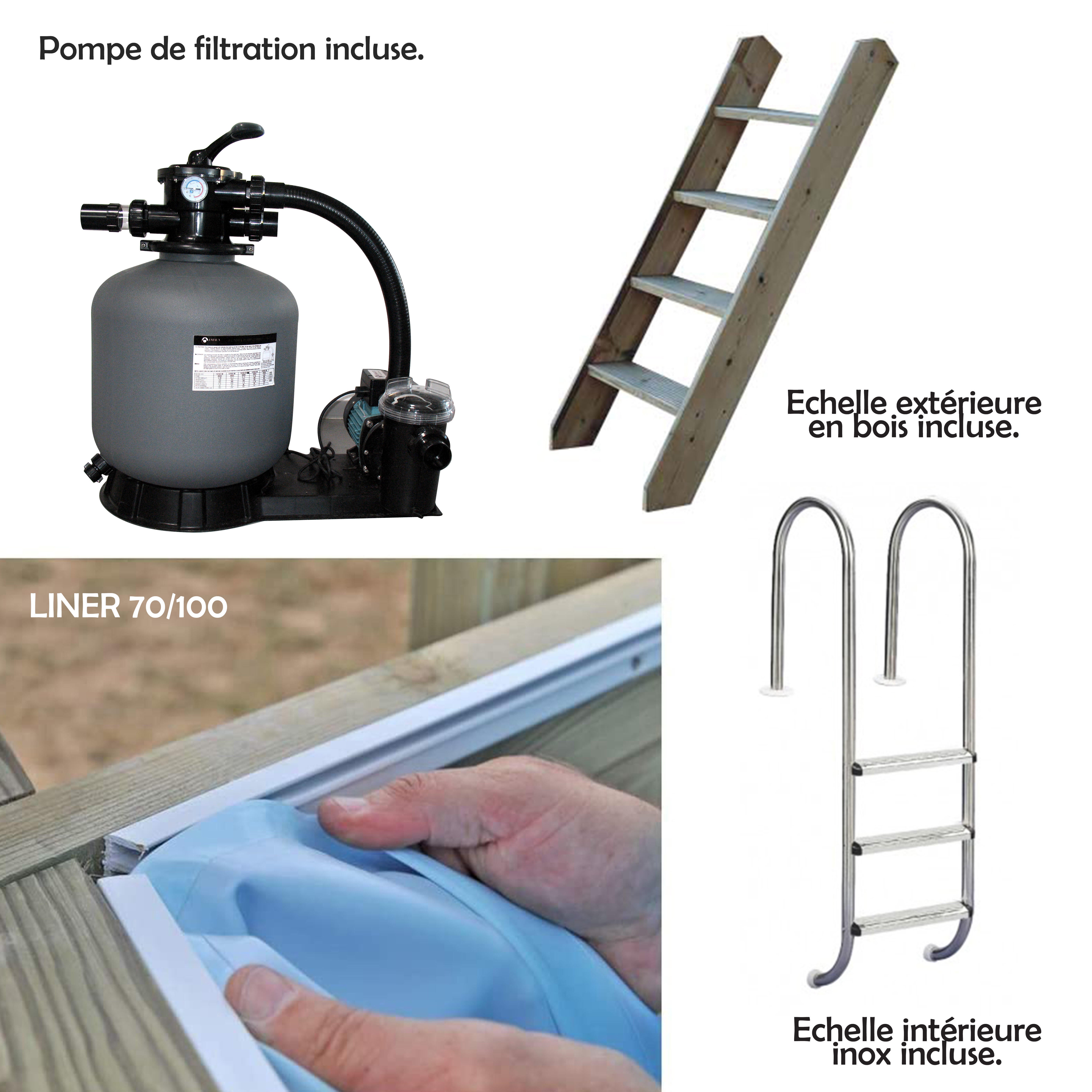 Piscine, bois Siayan WATERCLIP, octogonal x L.7.3 x l.4.3 x H.1.29 m - 13