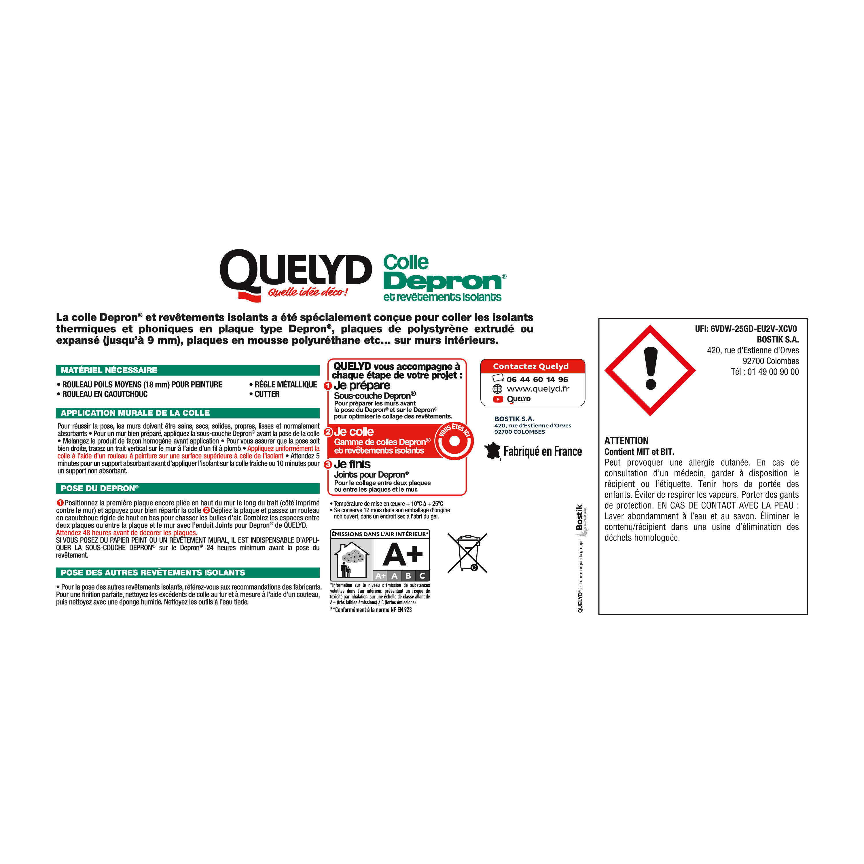 Colle de fixation pâte MS polymère QUELYD Depron blanc, 6Kg - 6