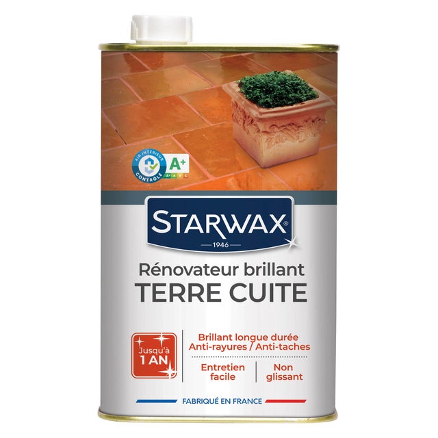 Rénovateur tomette terre cuite STARWAX Brillant longue durée, 1L, 1Kg