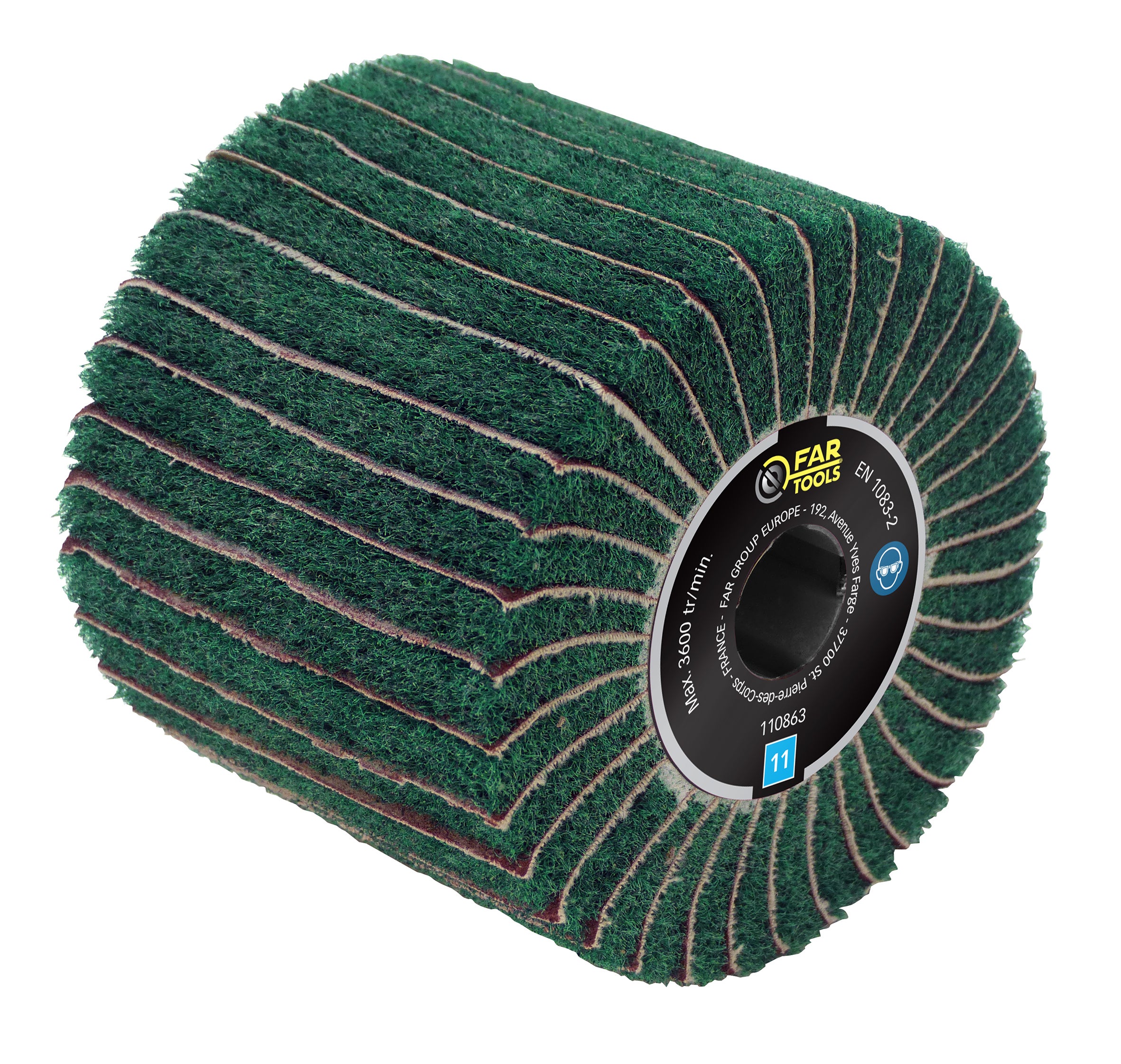 Fartools Brosse à Lanières Abrasives Grain 36 - Ø120mm L100mm Pour Ponçage Bois Et Métal