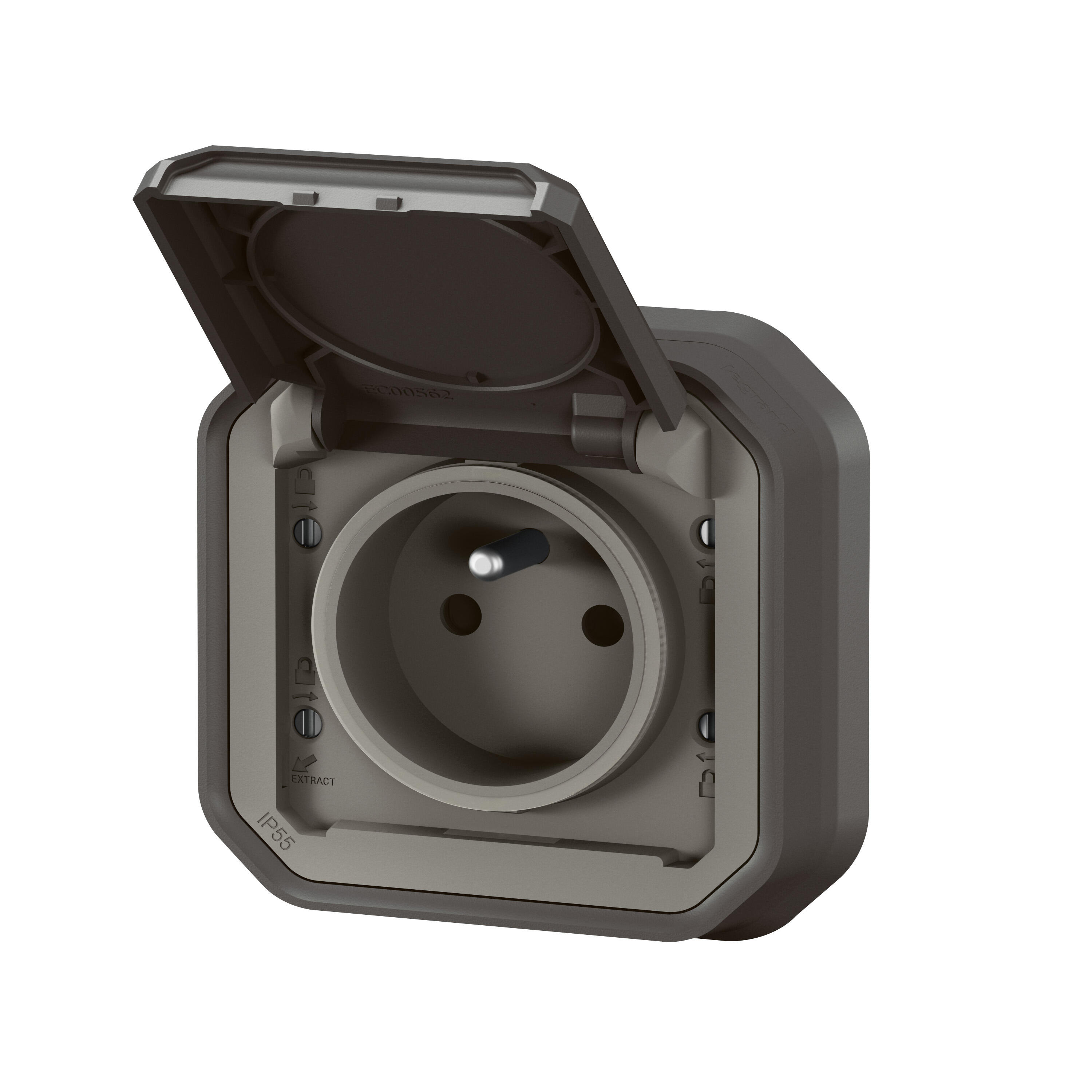 Prise avec terre encastrée étanche, LEGRAND Plexo, anthracite - 3