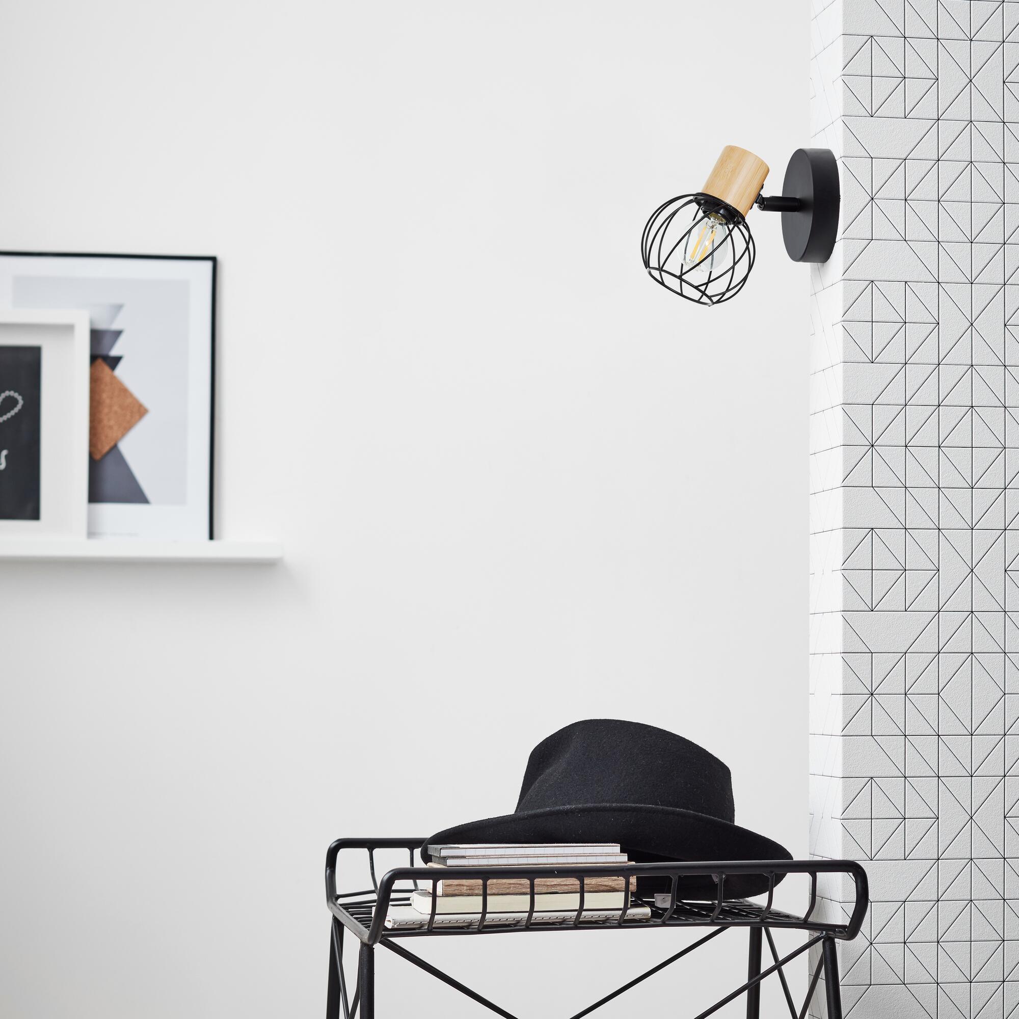 Foco decorativo INSPIRE MALLOW E14 D10CM 1 LÂMPADA METAL PRETO/BAMBU - 13