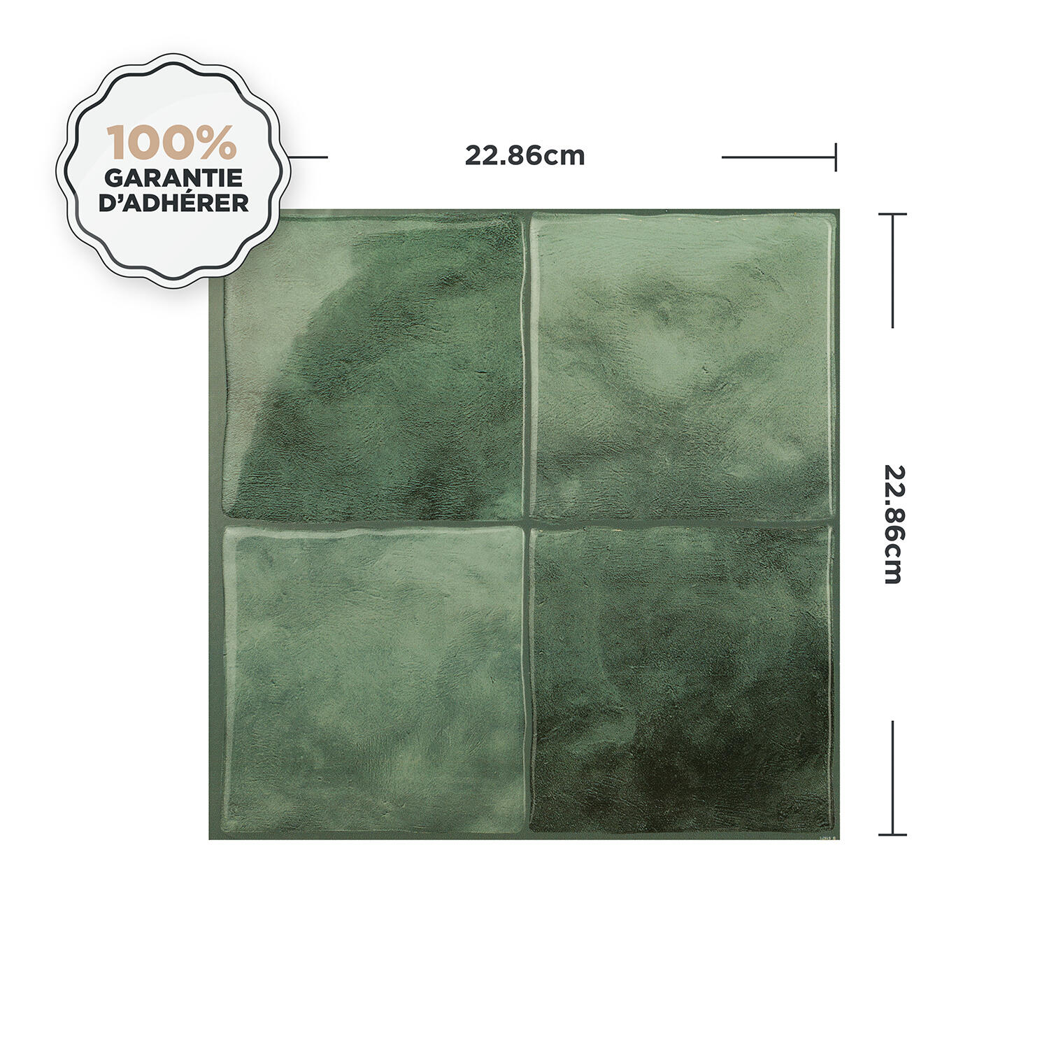 Lot de 4 adhésifs décoratifs SMART TILES zellige taza, 23 cm x 23 cm, vert - 4