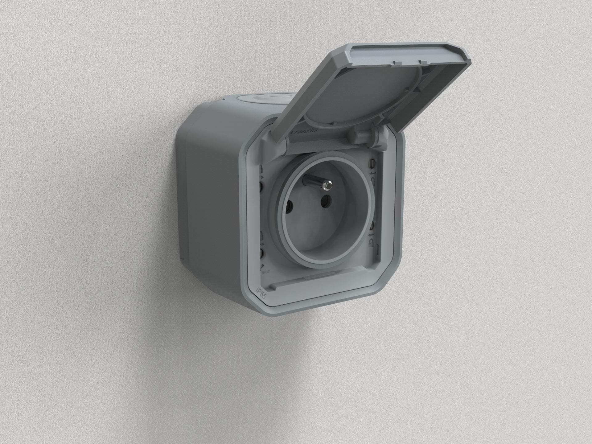 Prise avec terre étanche saillie complet Plexo, LEGRAND gris - 4