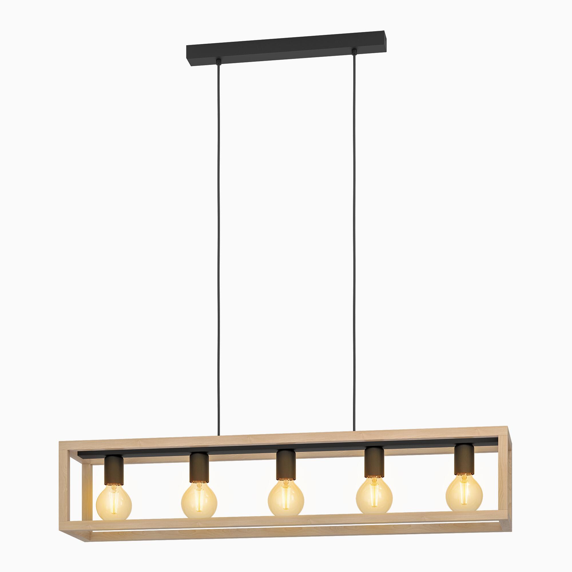 Lámpara de techo colgante de acero marrón y negro ø20 y 100 cm de ancho Elgort INSPIRE 5 luces E27. Altura máxima 110 cm - 4
