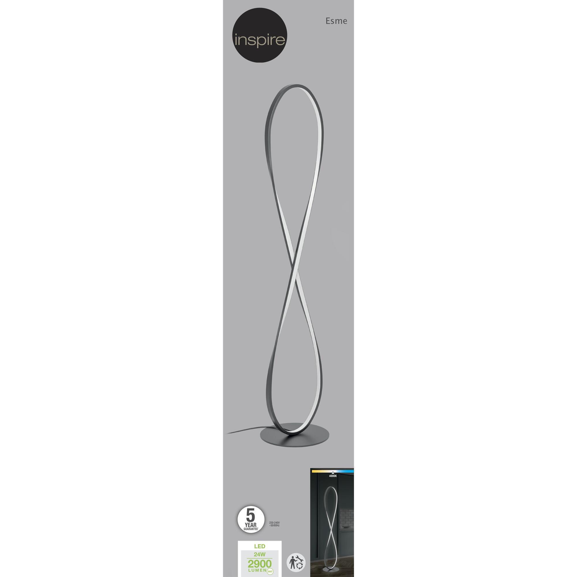 Lampadaire LED Esme, aluminium, noir, H.118 cm INSPIRE - 15