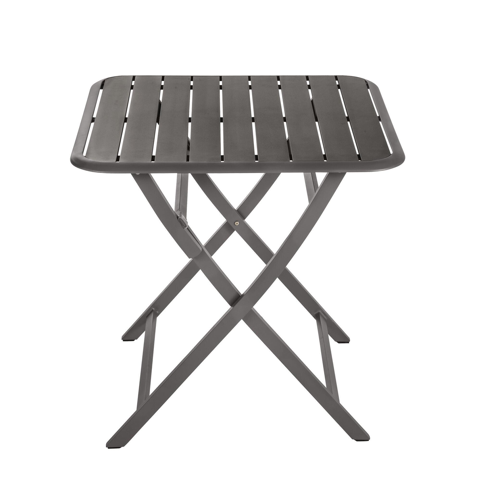 Mesa de jardín plegable naterial idaho de aluminio gris de 75x75 cm