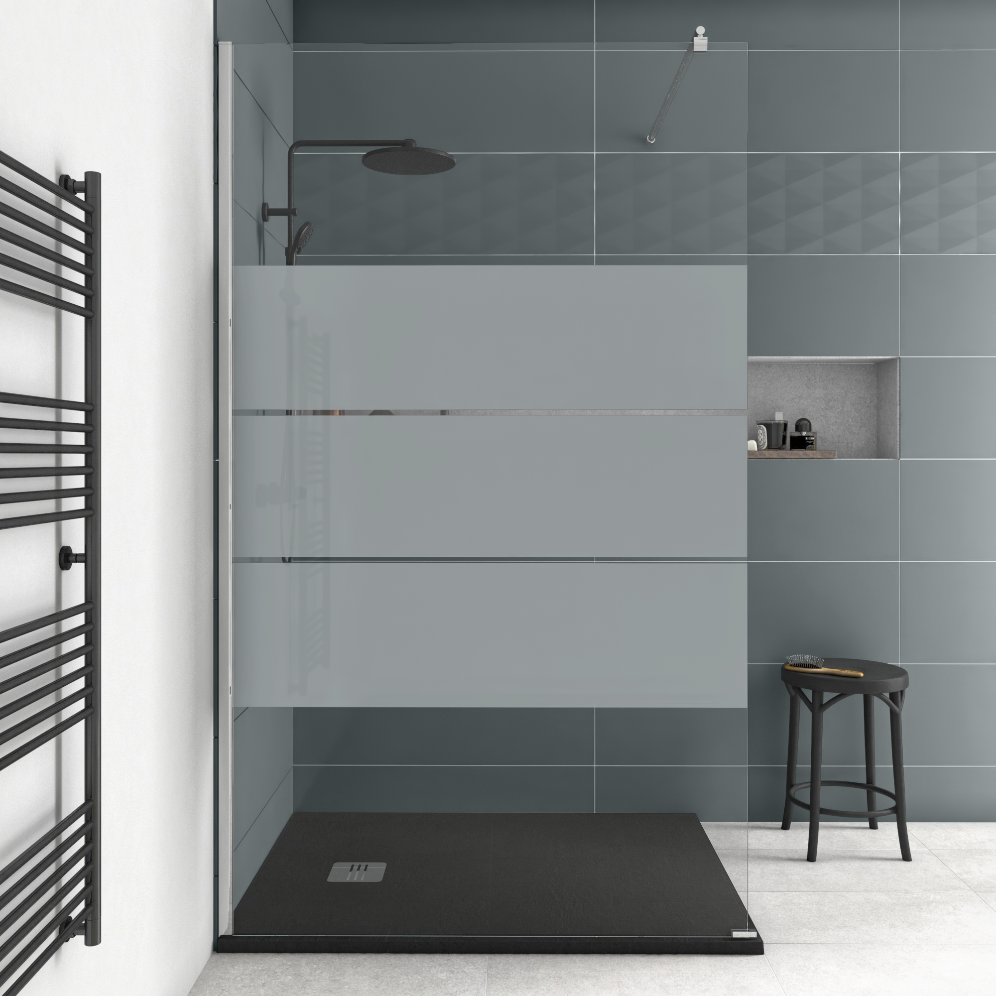 Box doccia walk-in Easy, vetro 6 mm, L 117-118.5 cm x H 195 cm, profilo cromo - 6