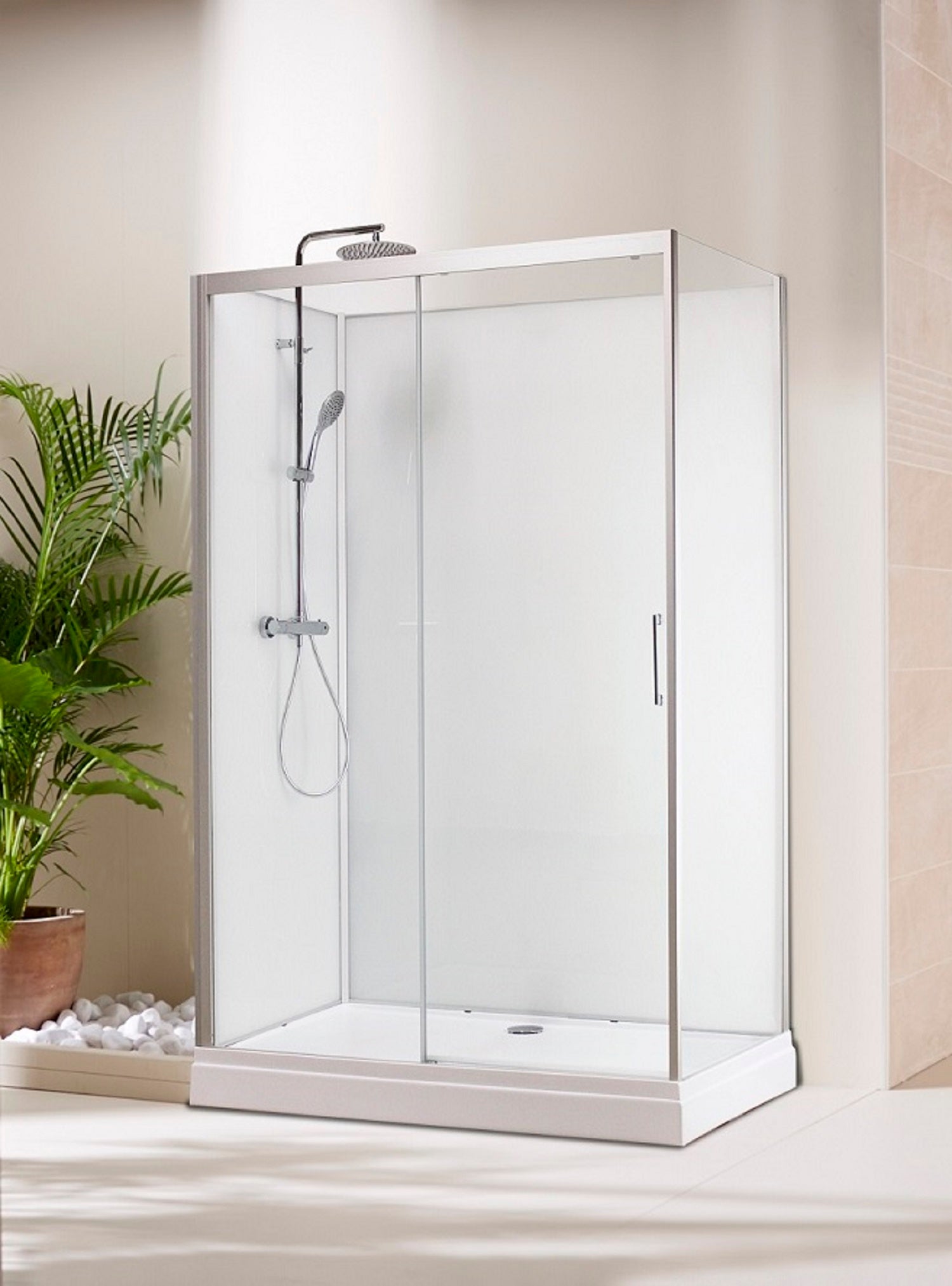 Cabine De Douche Rectangle X Cm Blanche Verre Transparent Mm Lancaster Leroy Merlin