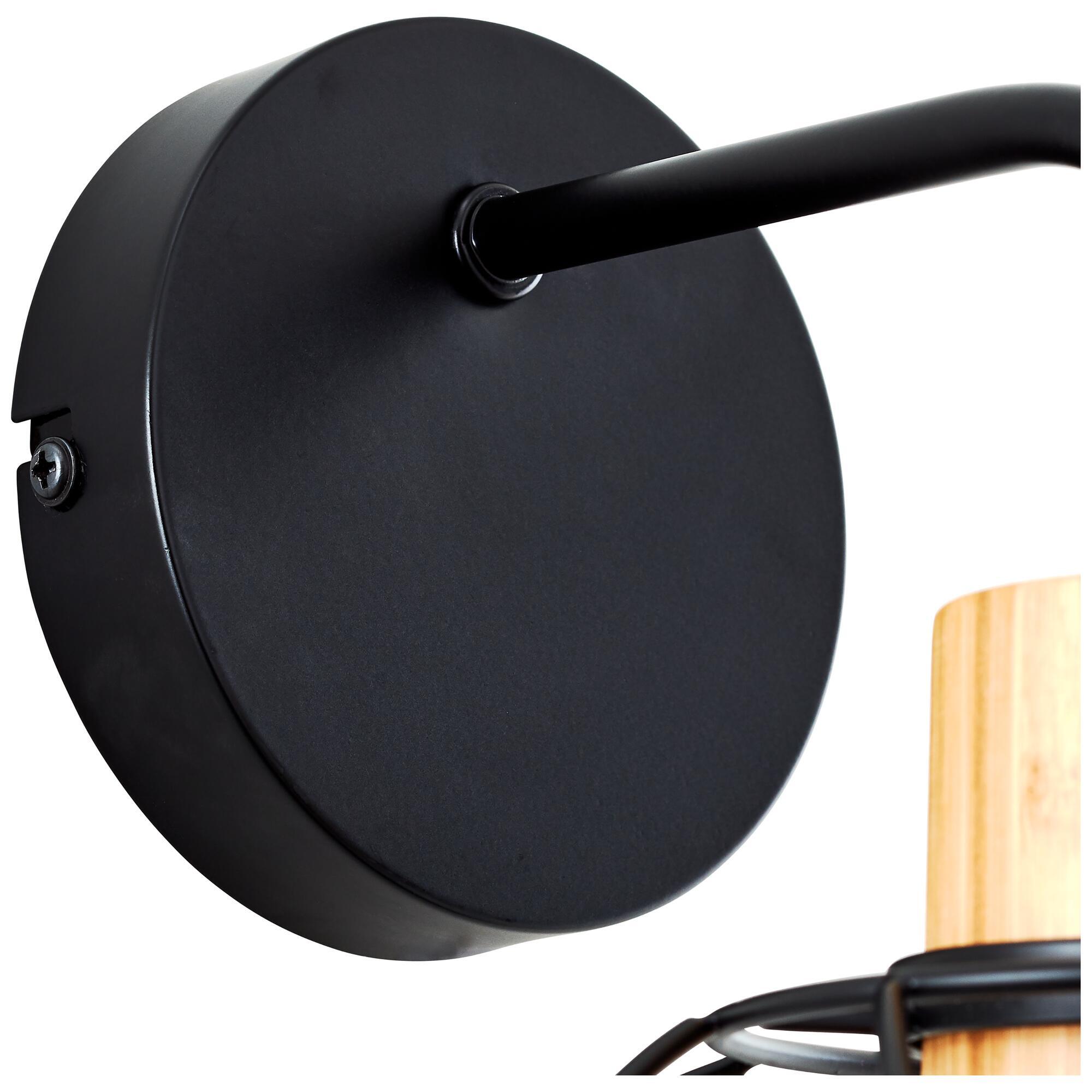 Applique E27, acier / bambou, noir, Mallow, INSPIRE - 3