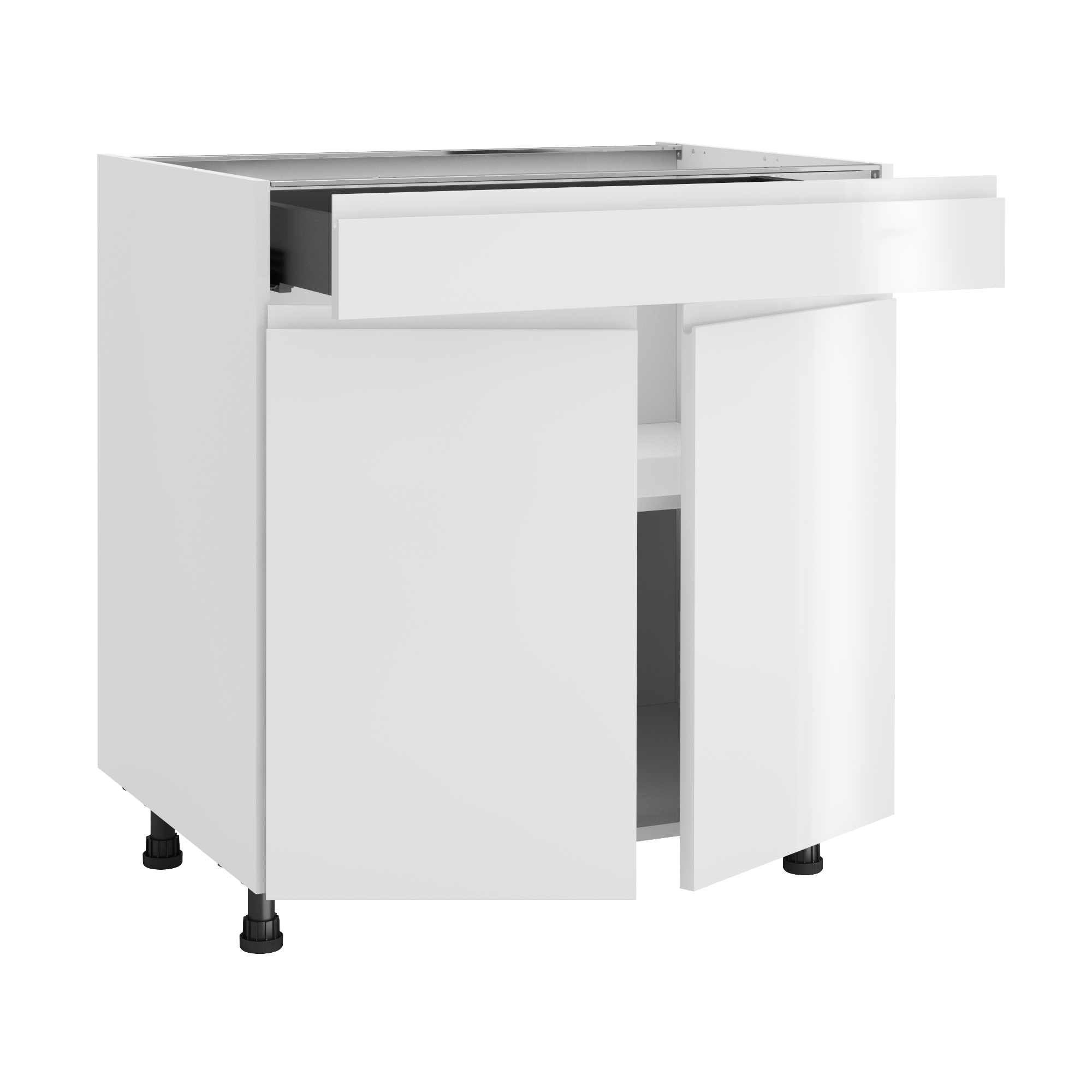 Szafka kuchenna kompletna Tokyo 80 cm biały połysk 1 szuflada Delinia iD
