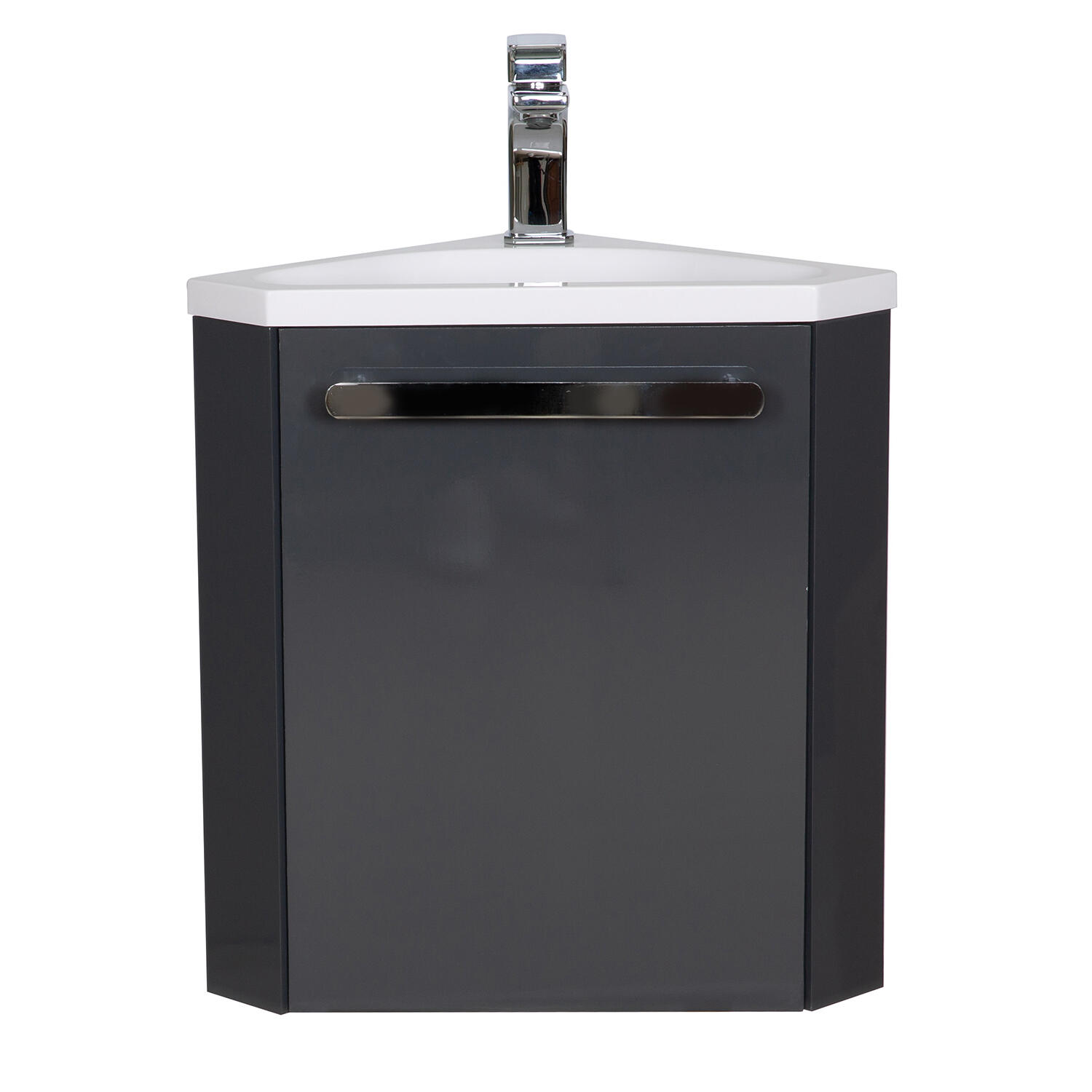 Meuble lave-mains, 1p l.34.5 x H.50.5 x P.34.5 cm, gris anthracite, Skino - 2