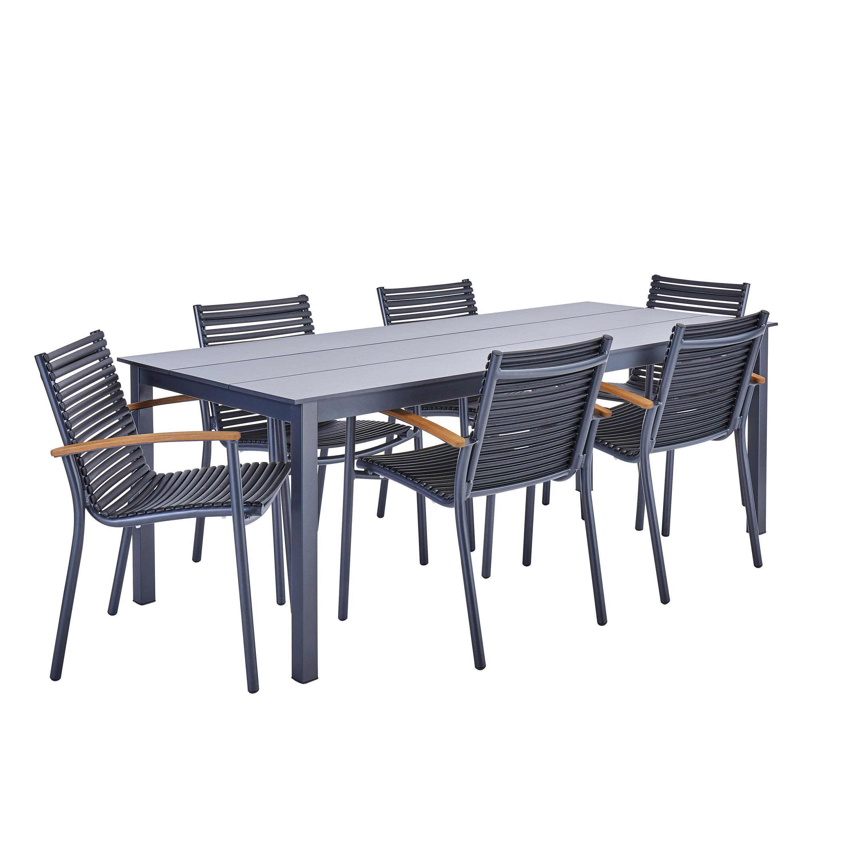 Sedia da giardino in alluminio con braccioli Dora NATERIAL, seduta in HDPE antracite - 5