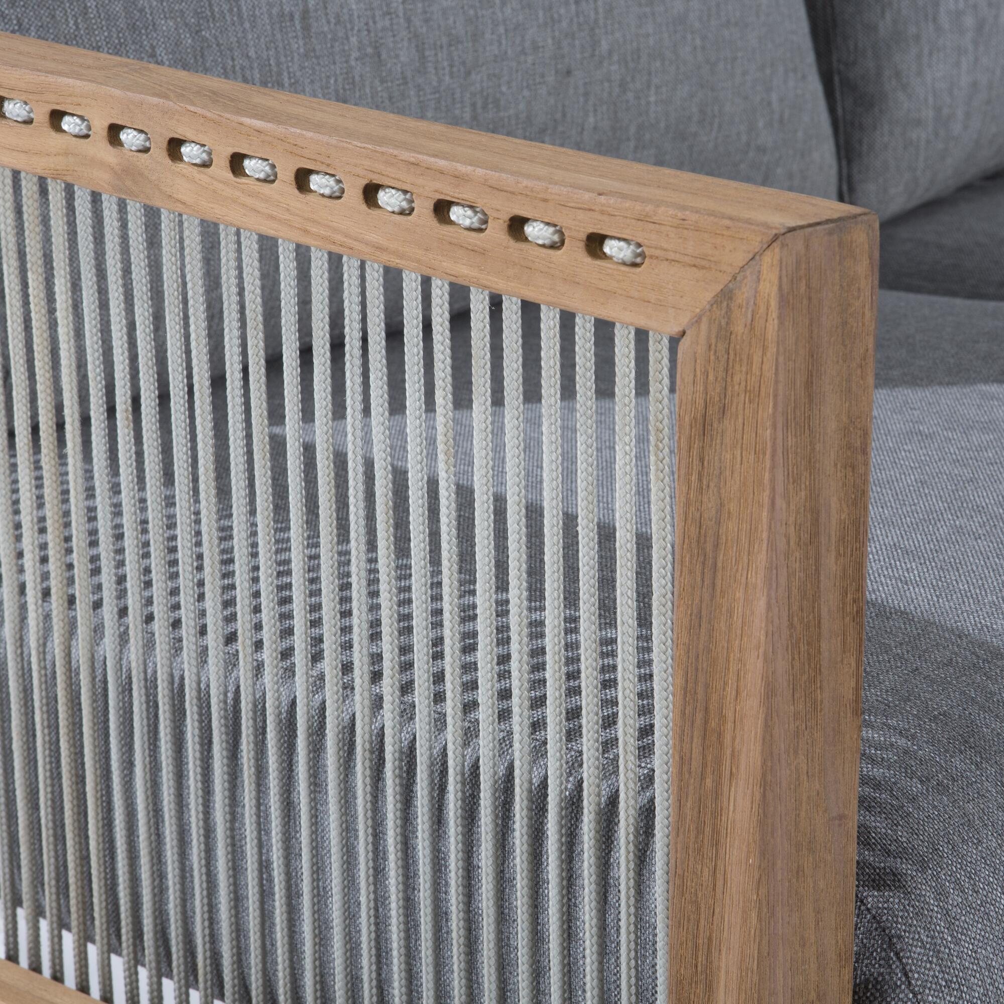 Poltrona da giardino con cuscino grigio / argento e braccioli Lita NATERIAL, struttura in teak seduta in teak grigio, L 88 x H 56 x P 68 cm - 5