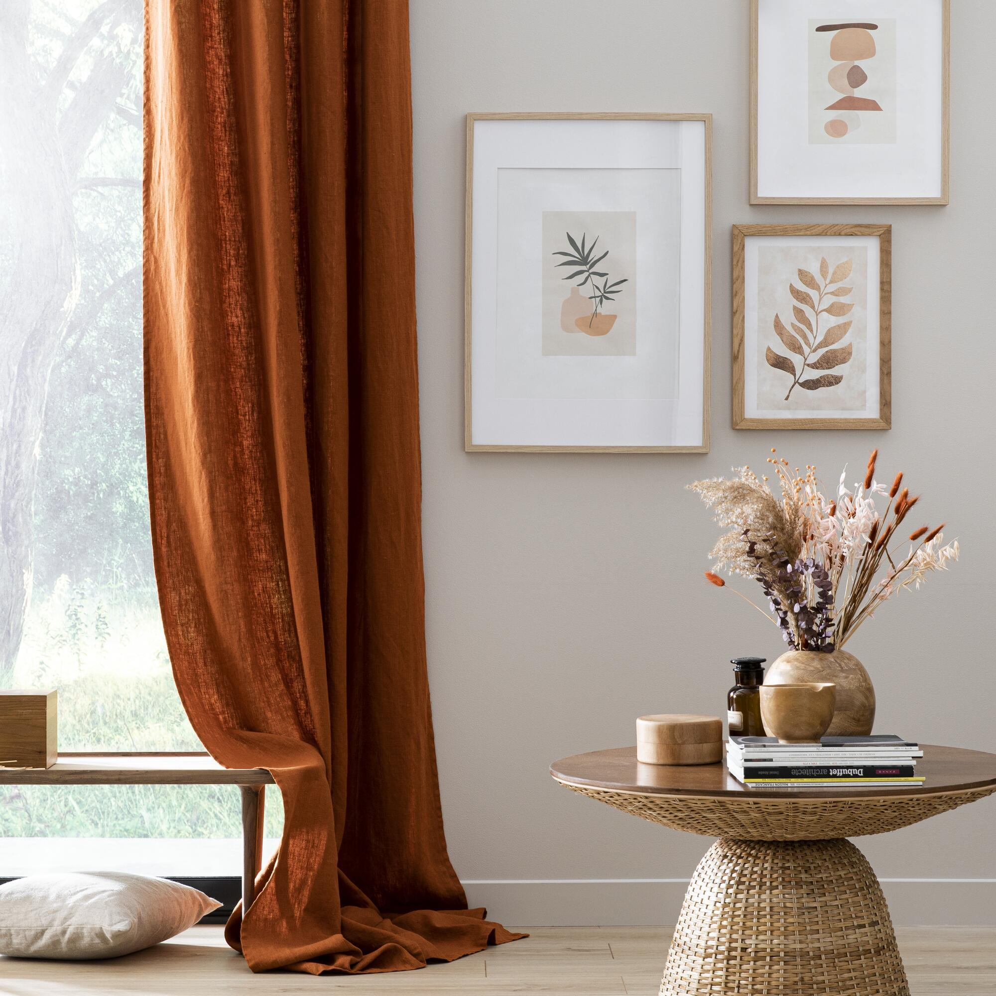 Rideau tamisant, Danae lin, orange H.280 x l.140 cm INSPIRE - 4
