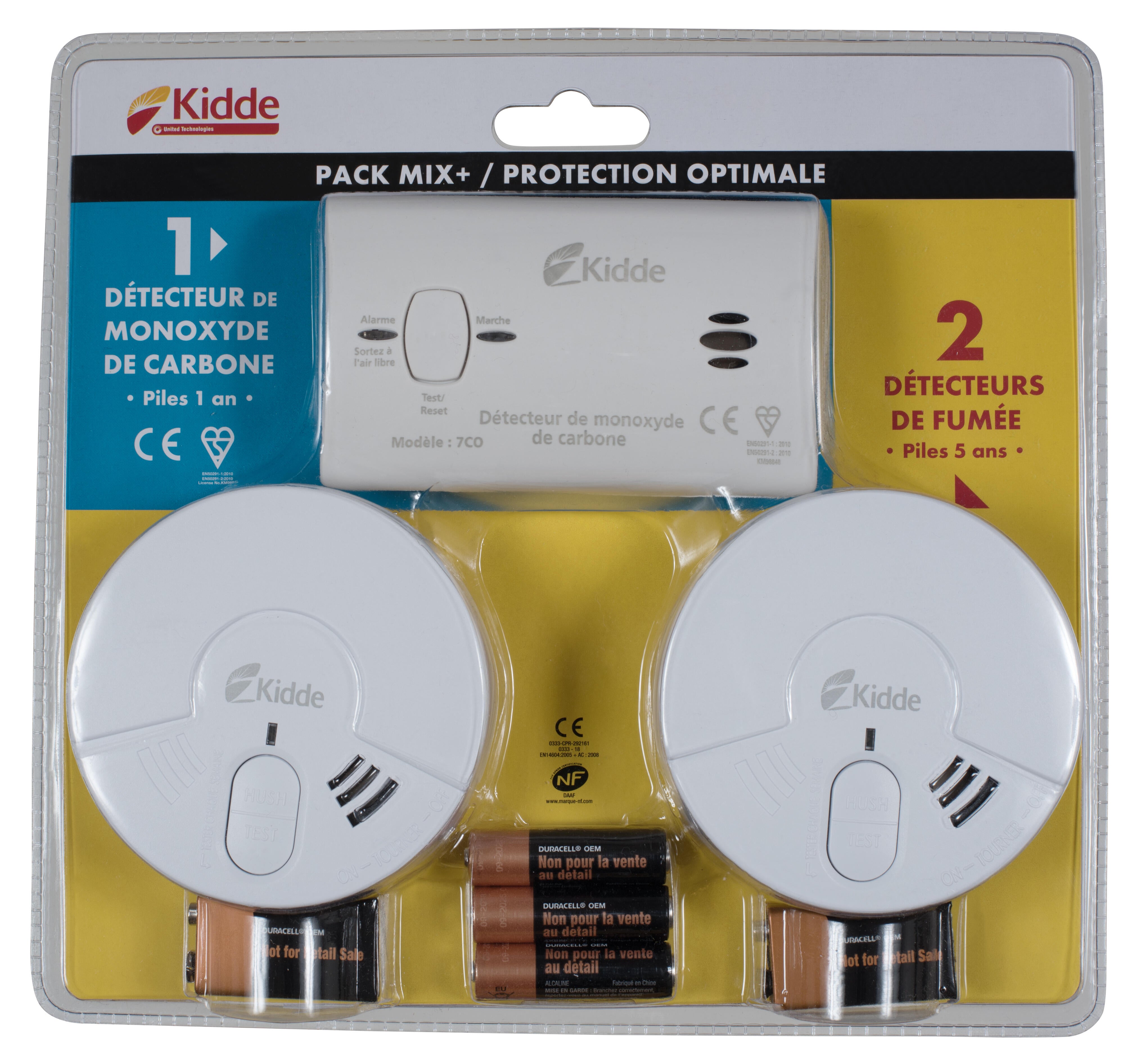 Pack de 2 détecteurs de fumée et 1 détecteur de monoxyde, KIDDE Leroy Merlin