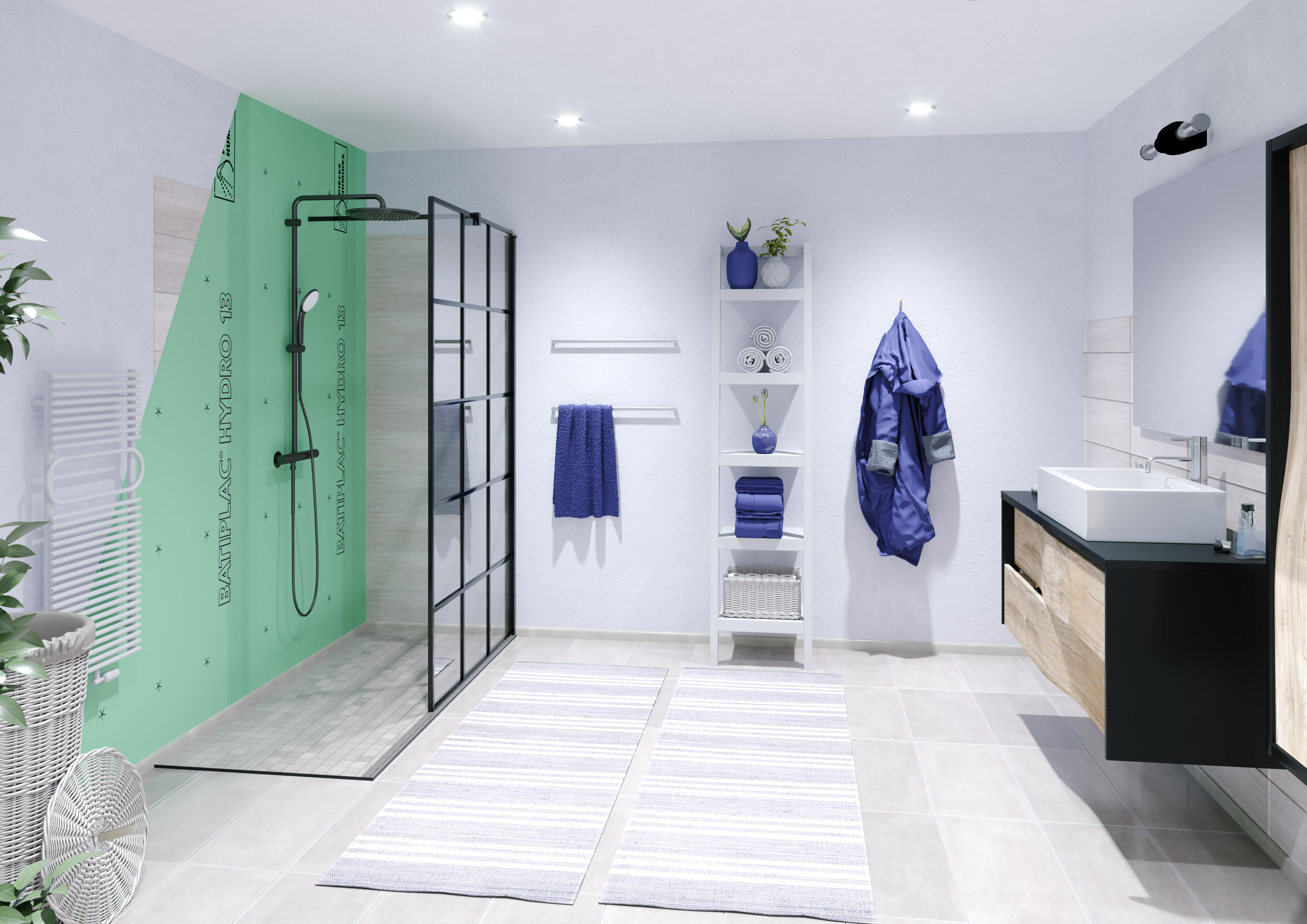 Plaque de plâtre BA13 hydrofuge NF H.250 x l.120 cm Batiplac  - 2