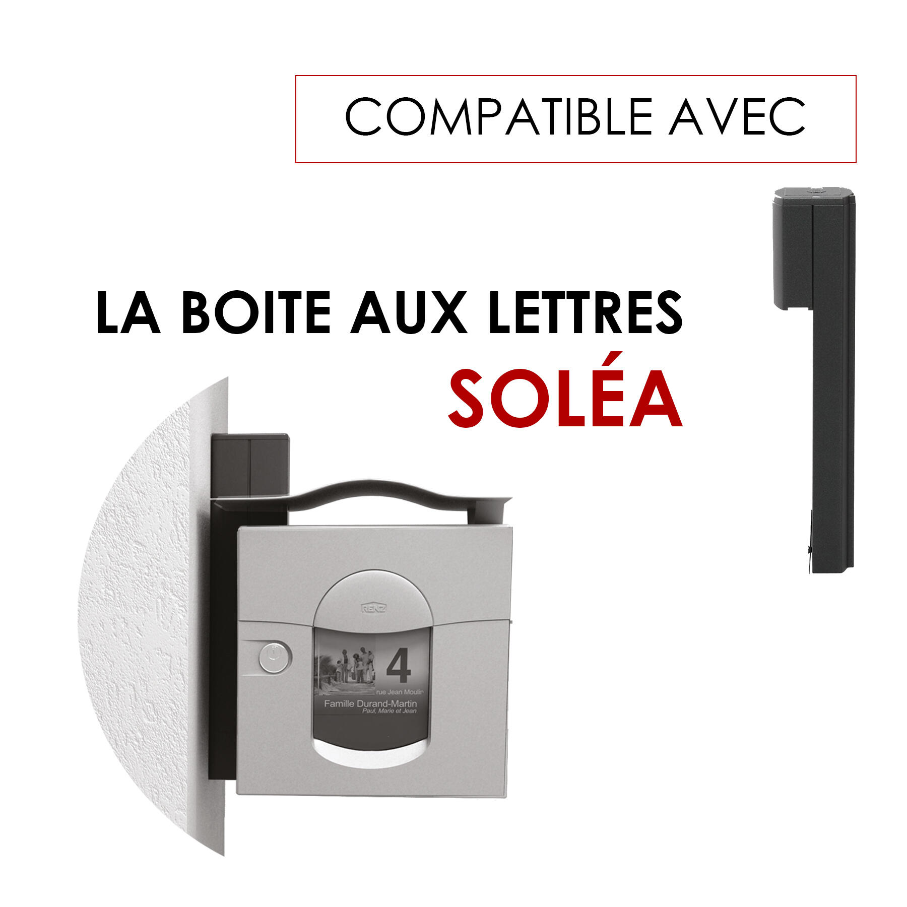 Equerre murale, pour boîte aux lettres H.41 x l.10 x P.9 cm RENZ, gris - 3