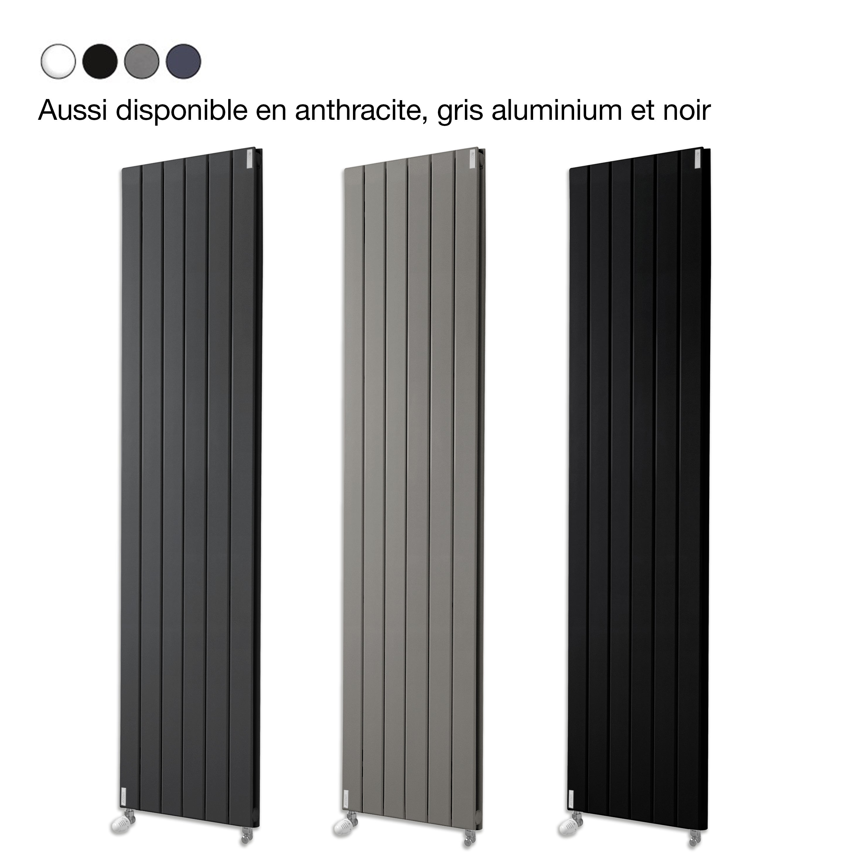Radiateur eau chaude vertical ACOVA Lina blanc, 1386W H.200 x l.44.4 cm - 3